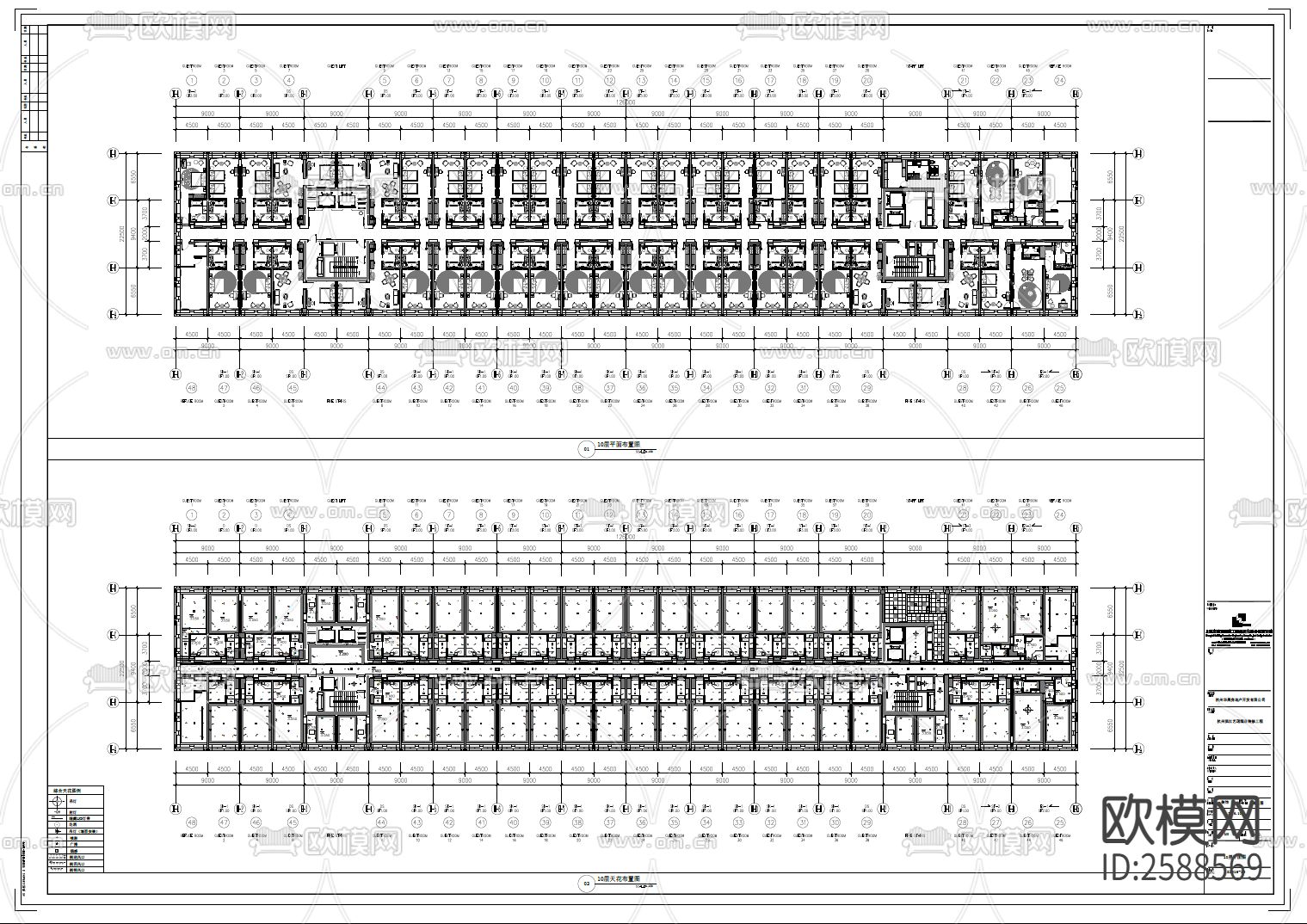 某酒店客房部分室内cad施工图下载（渲染图1）