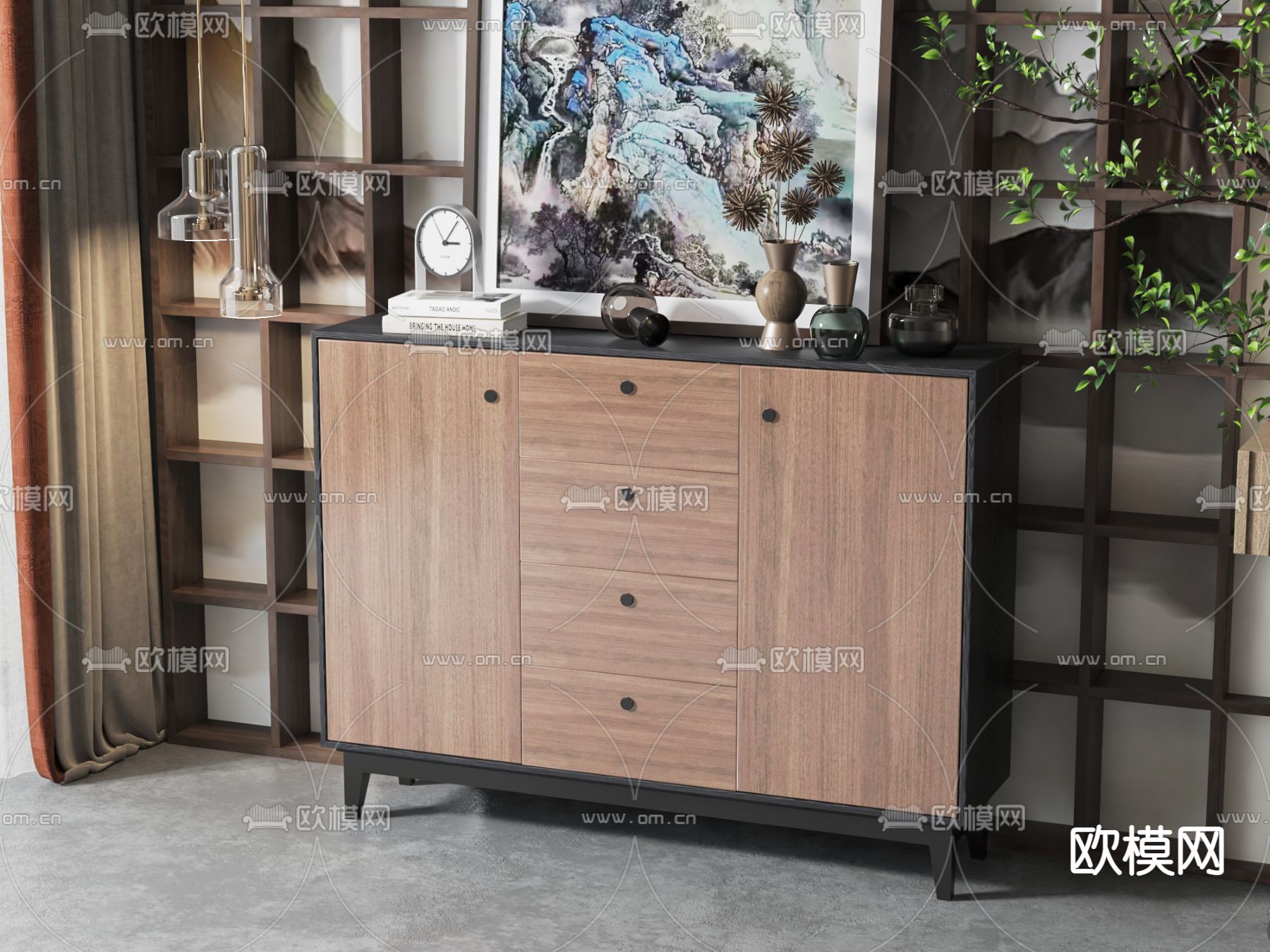 新中式玄关柜 边柜3d模型