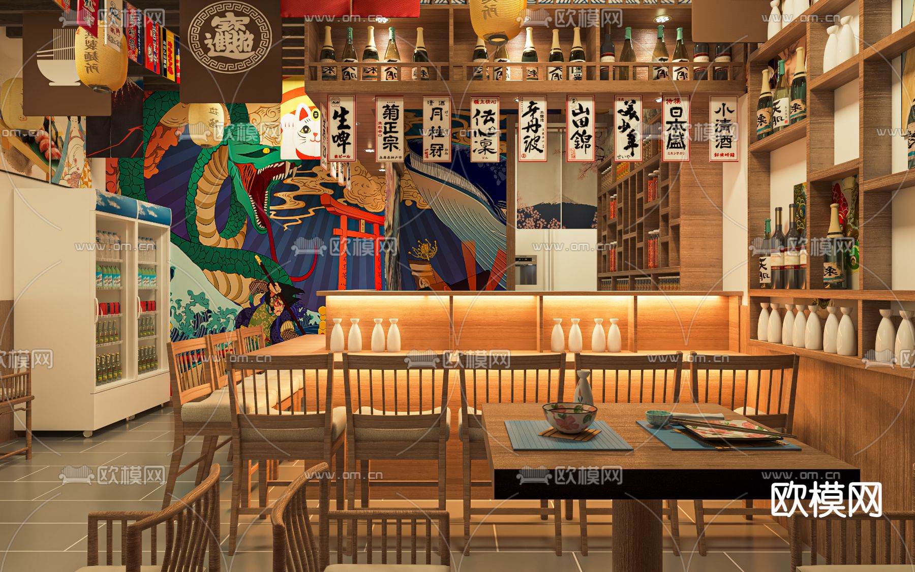 日式料理店su模型下载