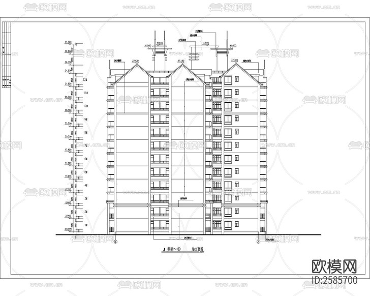 高層公寓建筑CAD施工圖下載(渲染圖3)