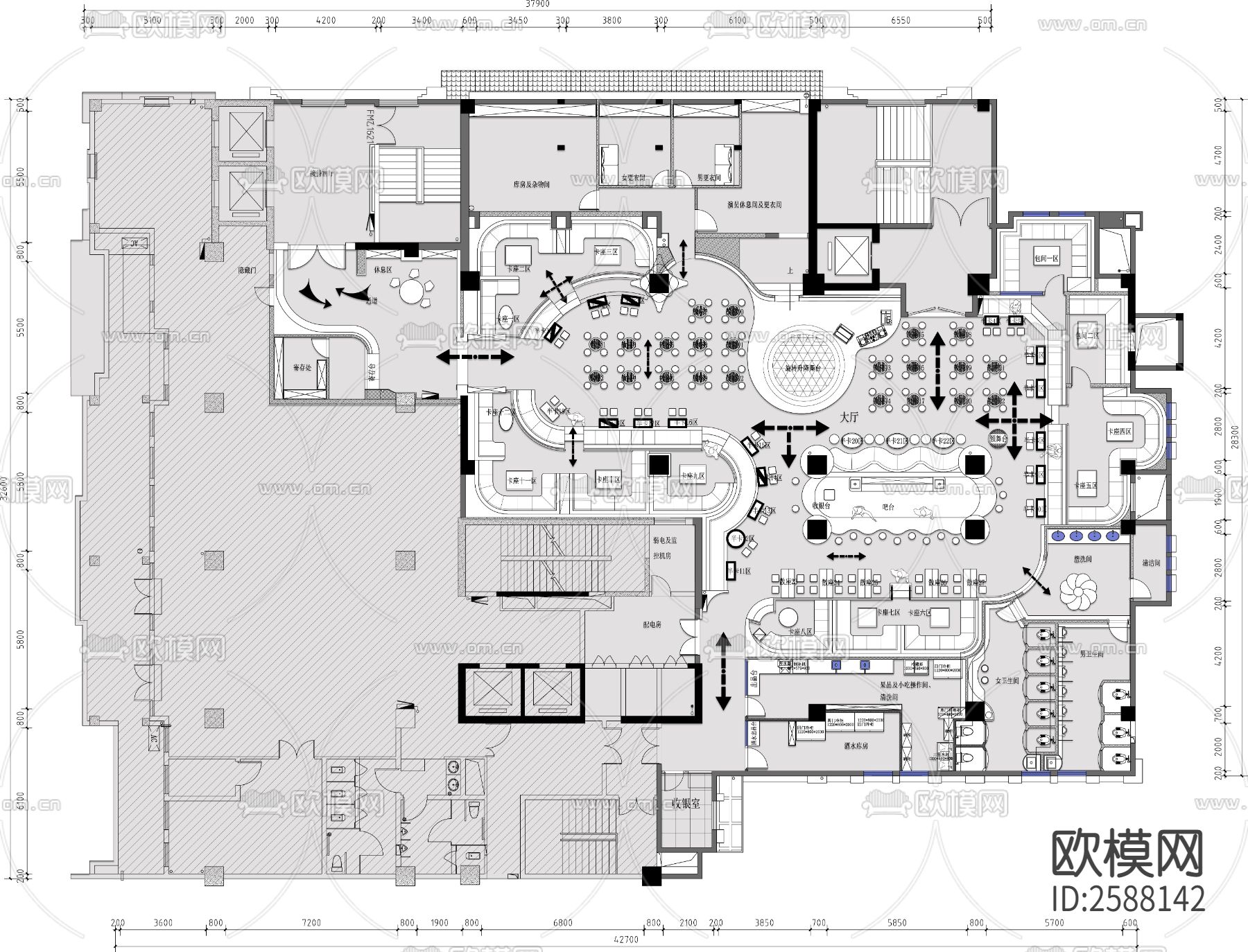 酒吧CAD施工图下载（渲染图1）
