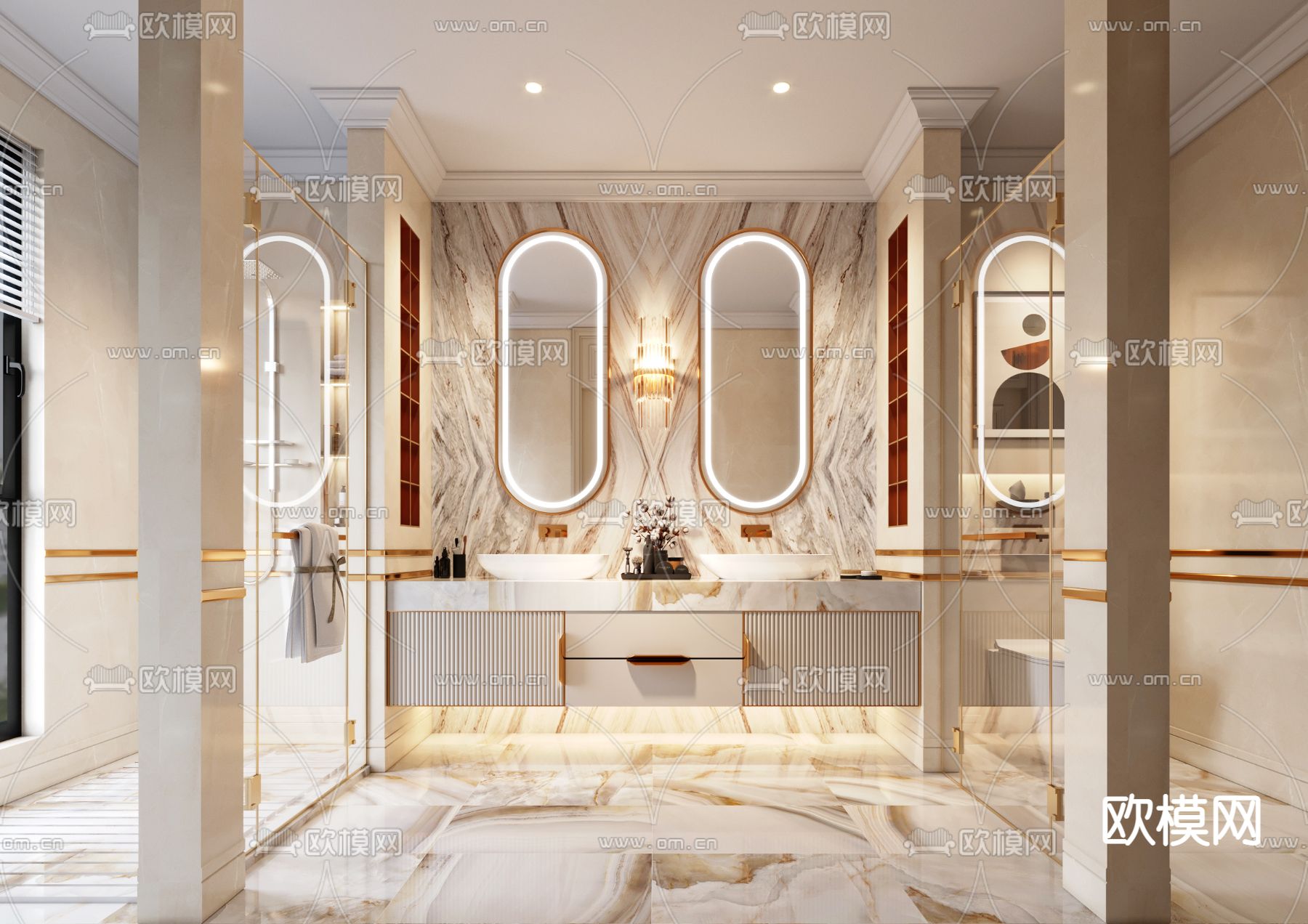 法式卫生间 浴室3d模型下载