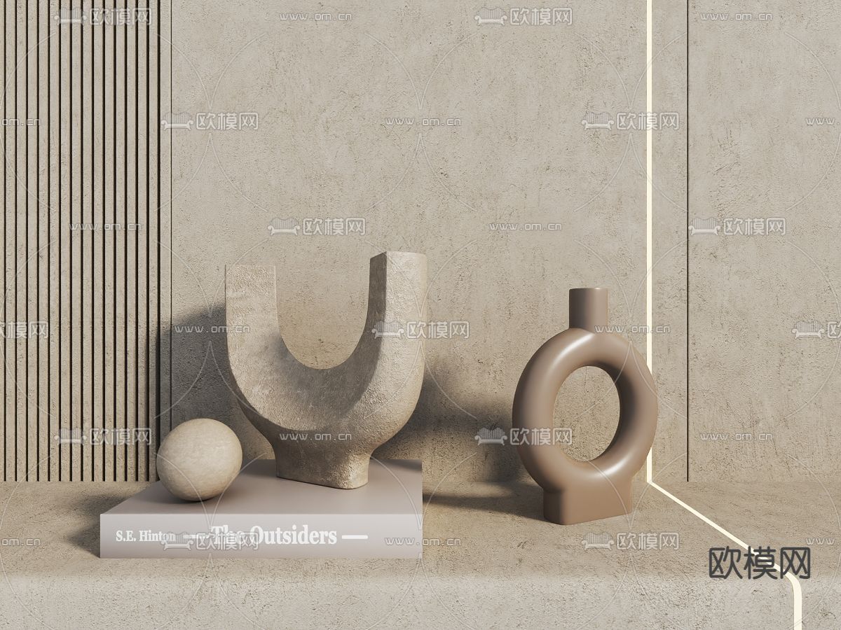 侘寂风装饰摆件免费3d模型下载