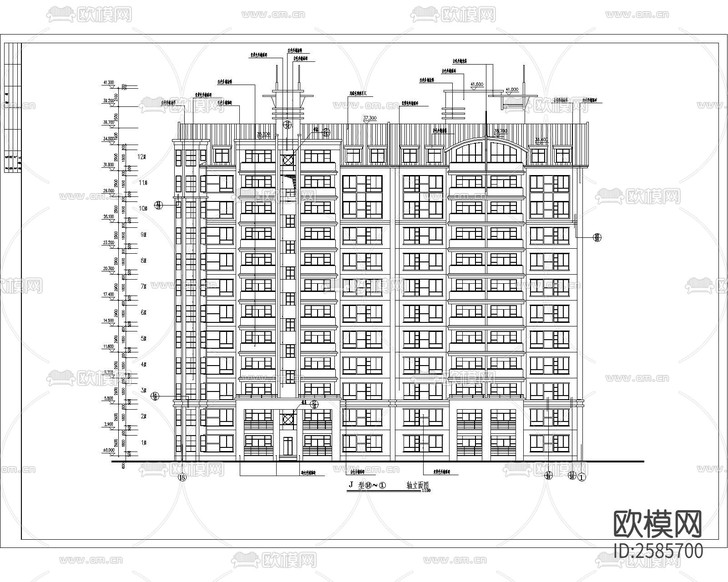 高層公寓建筑CAD施工圖下載(渲染圖2)