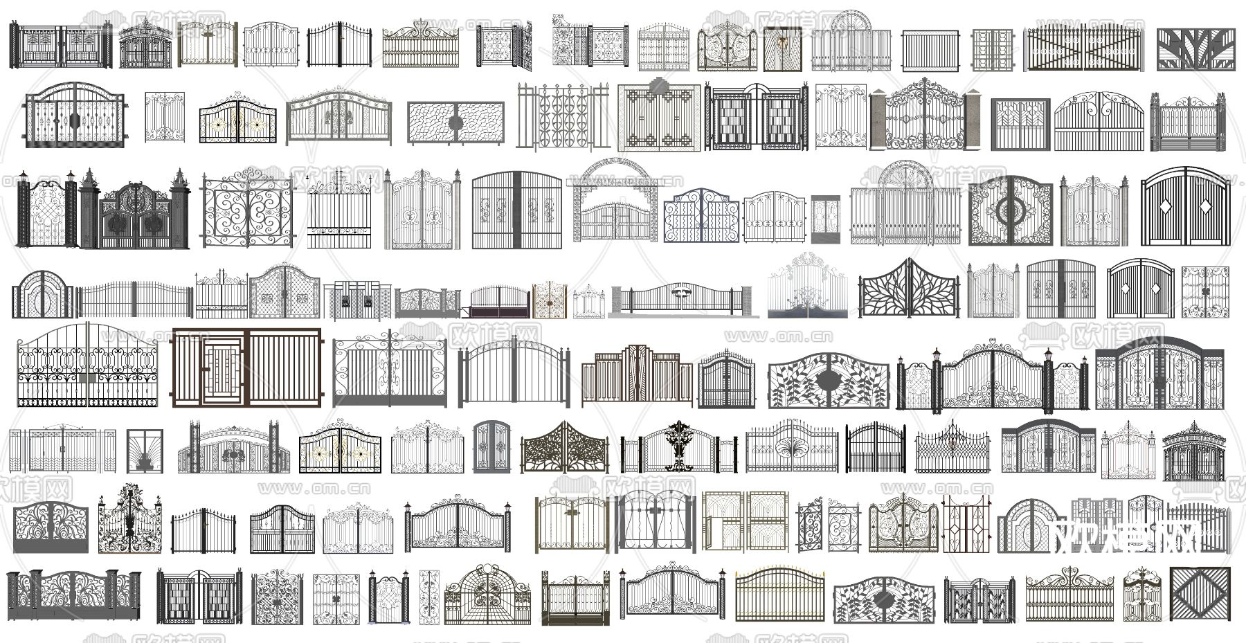 欧式铁艺大门su模型下载