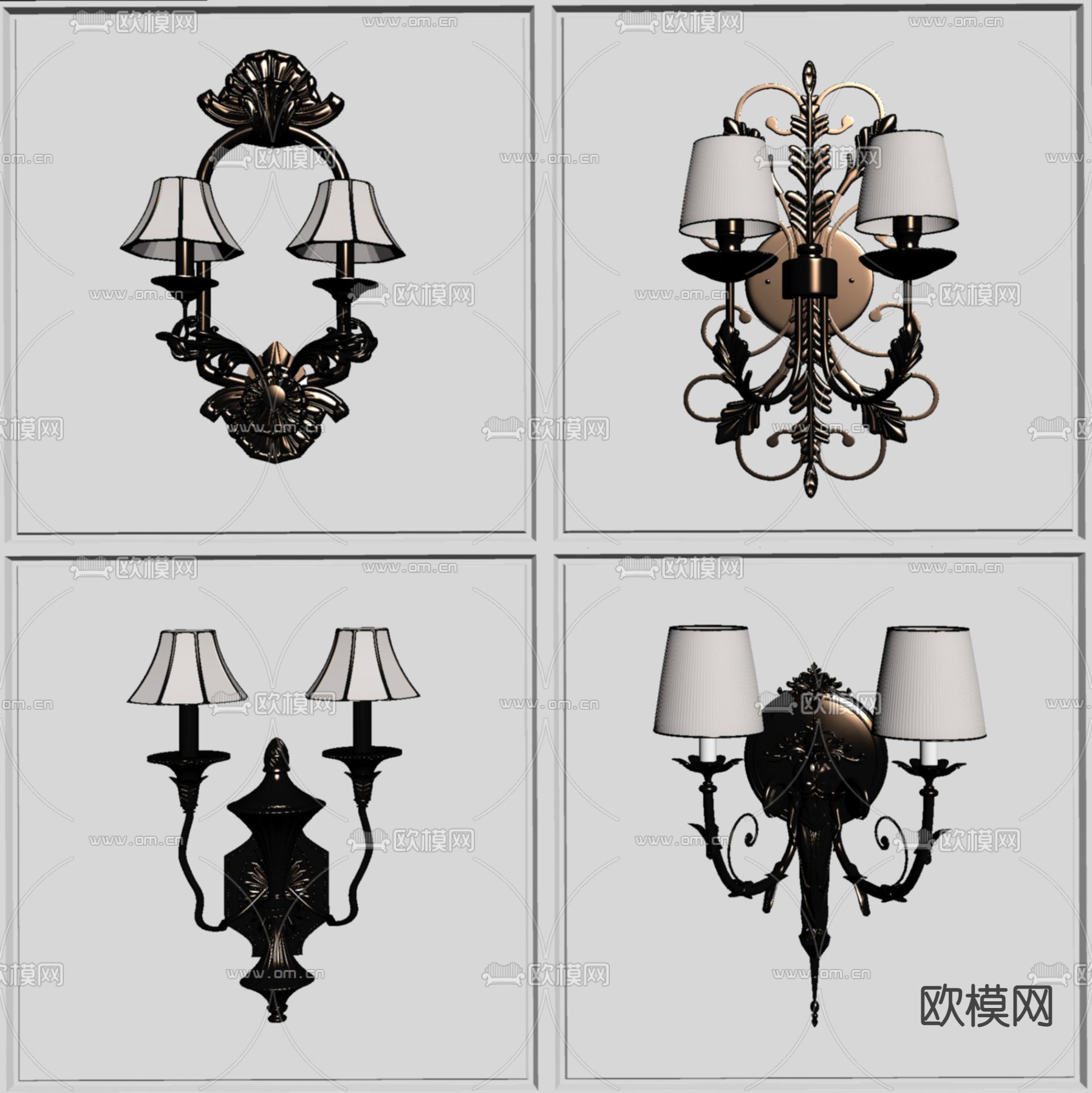 欧式壁灯su模型下载（渲染图2）