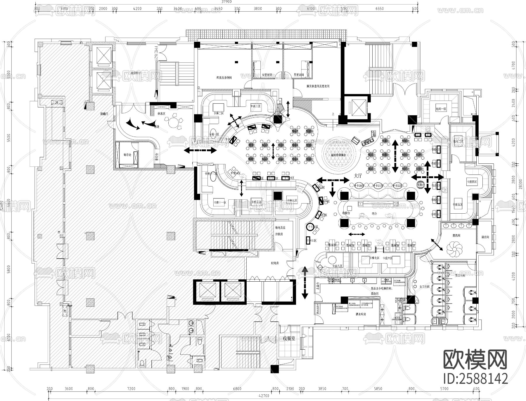 酒吧CAD施工图下载（渲染图2）