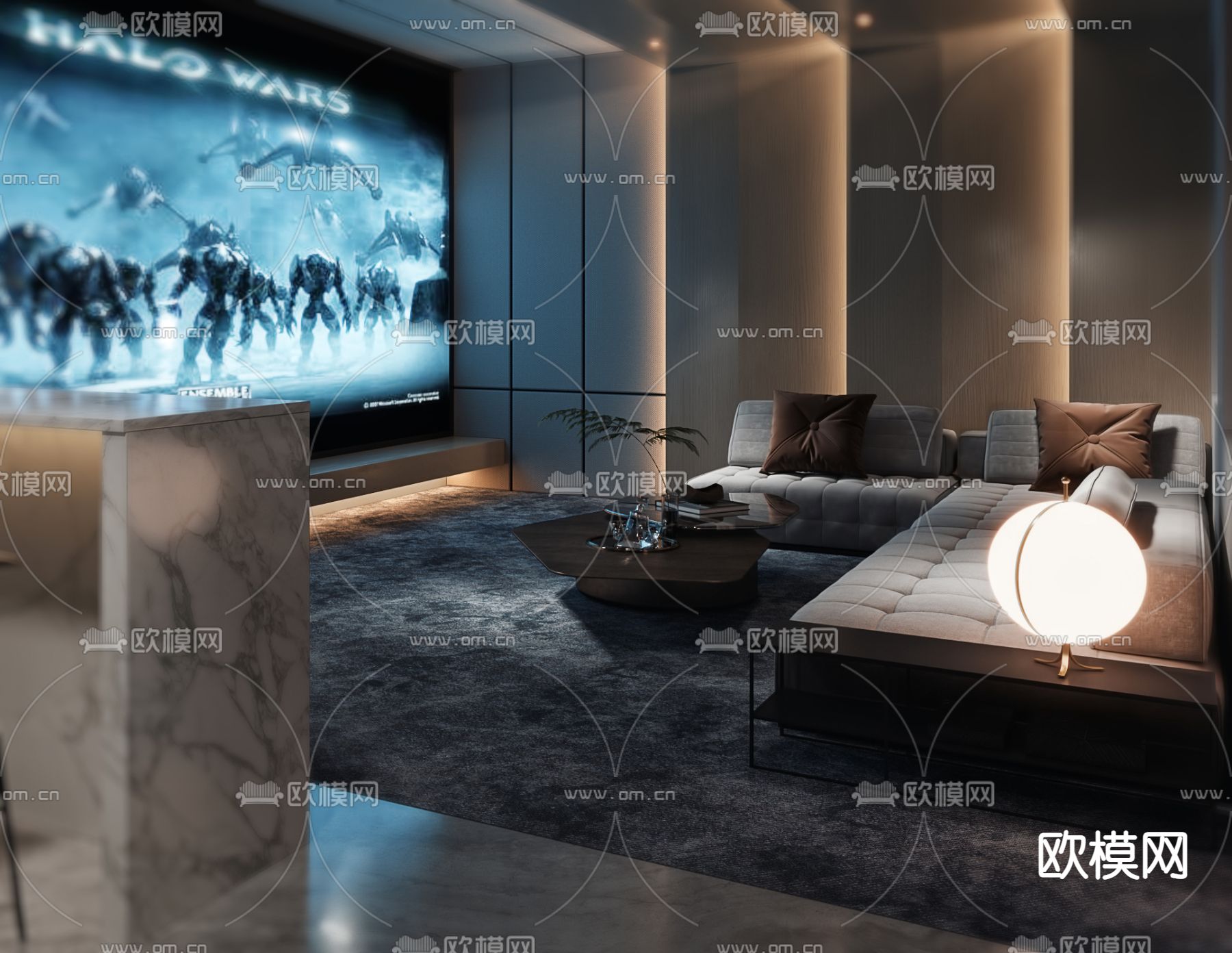 影音室 视听室 家庭影院3d模型下载_ID14041486_3dmax免费模型-欧模网