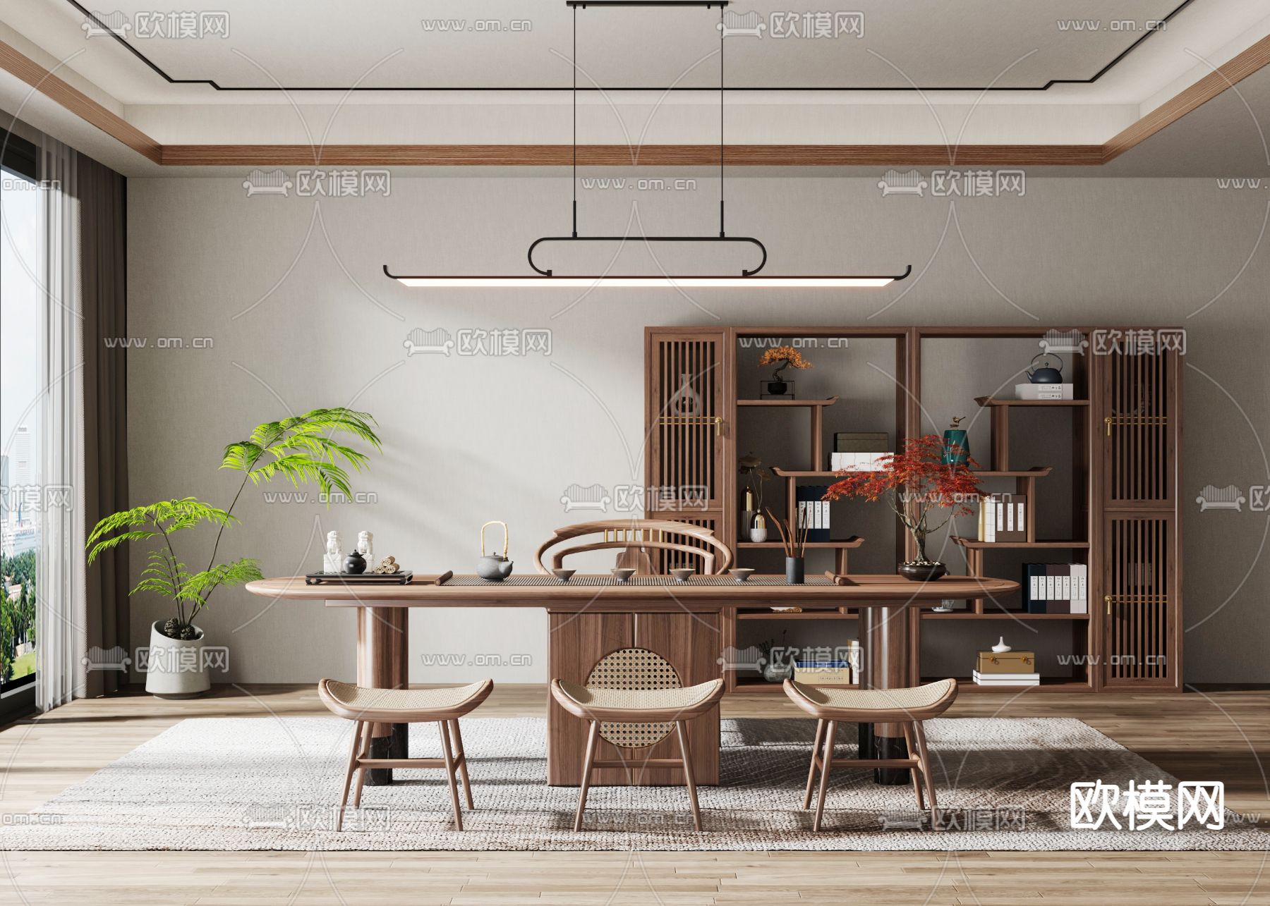 新中式茶室3d模型下载