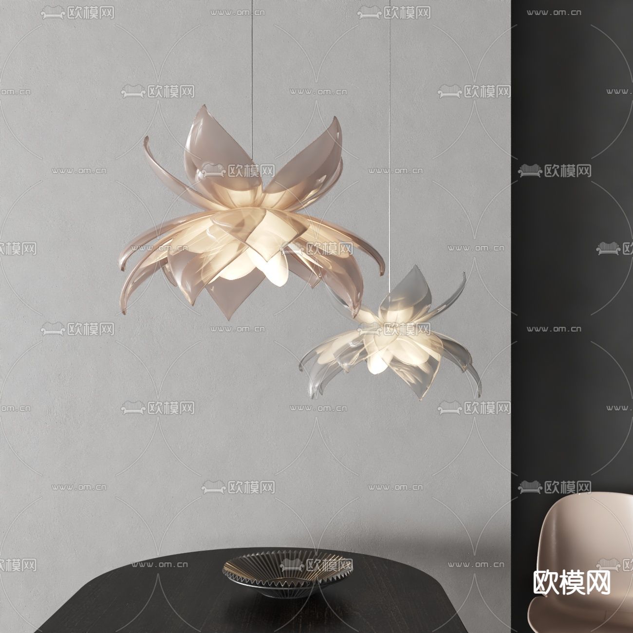 花朵吊灯 创意吊灯3d模型下载_ID14040863_3dmax免费模型-欧模网