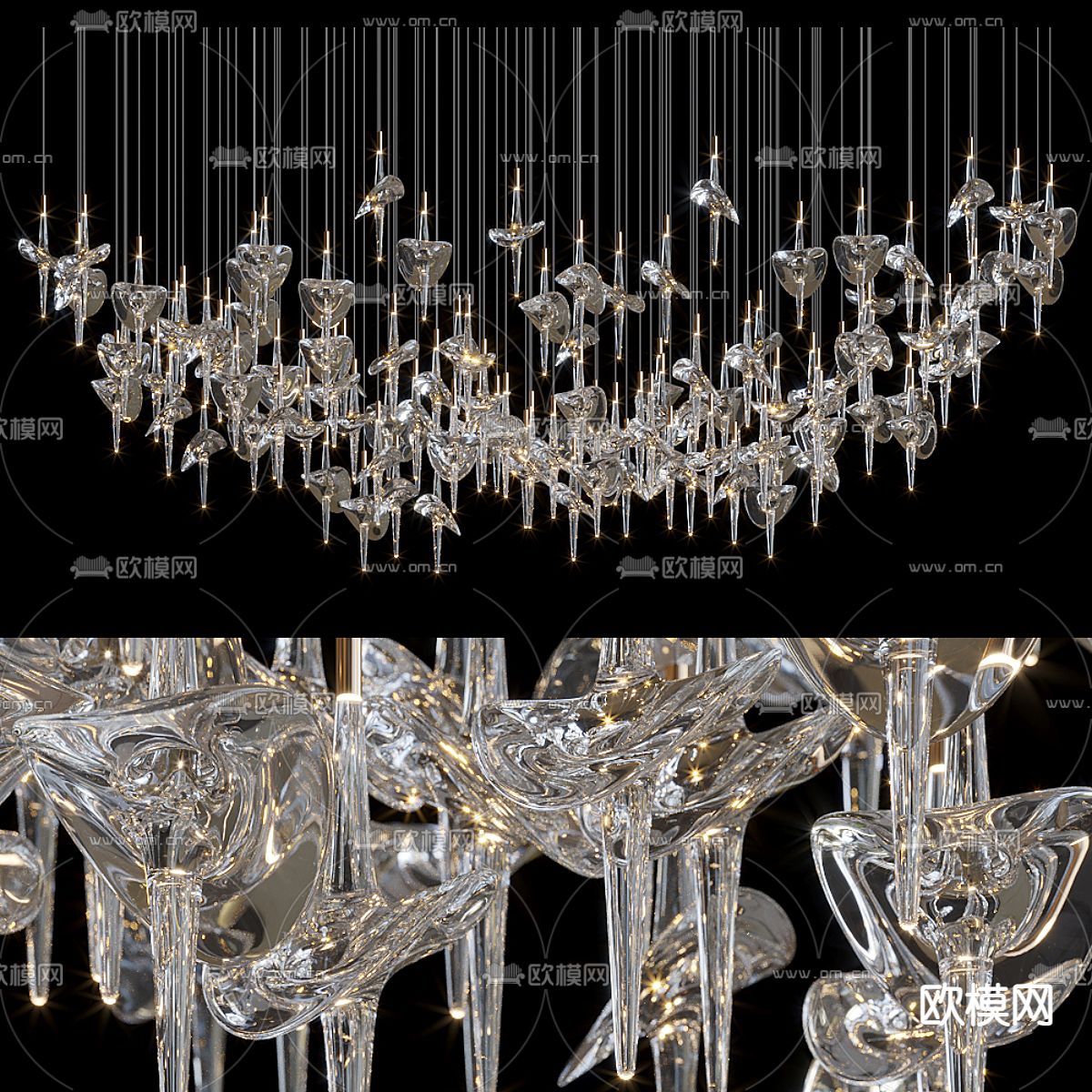 水晶吊灯3d模型下载（渲染图1）