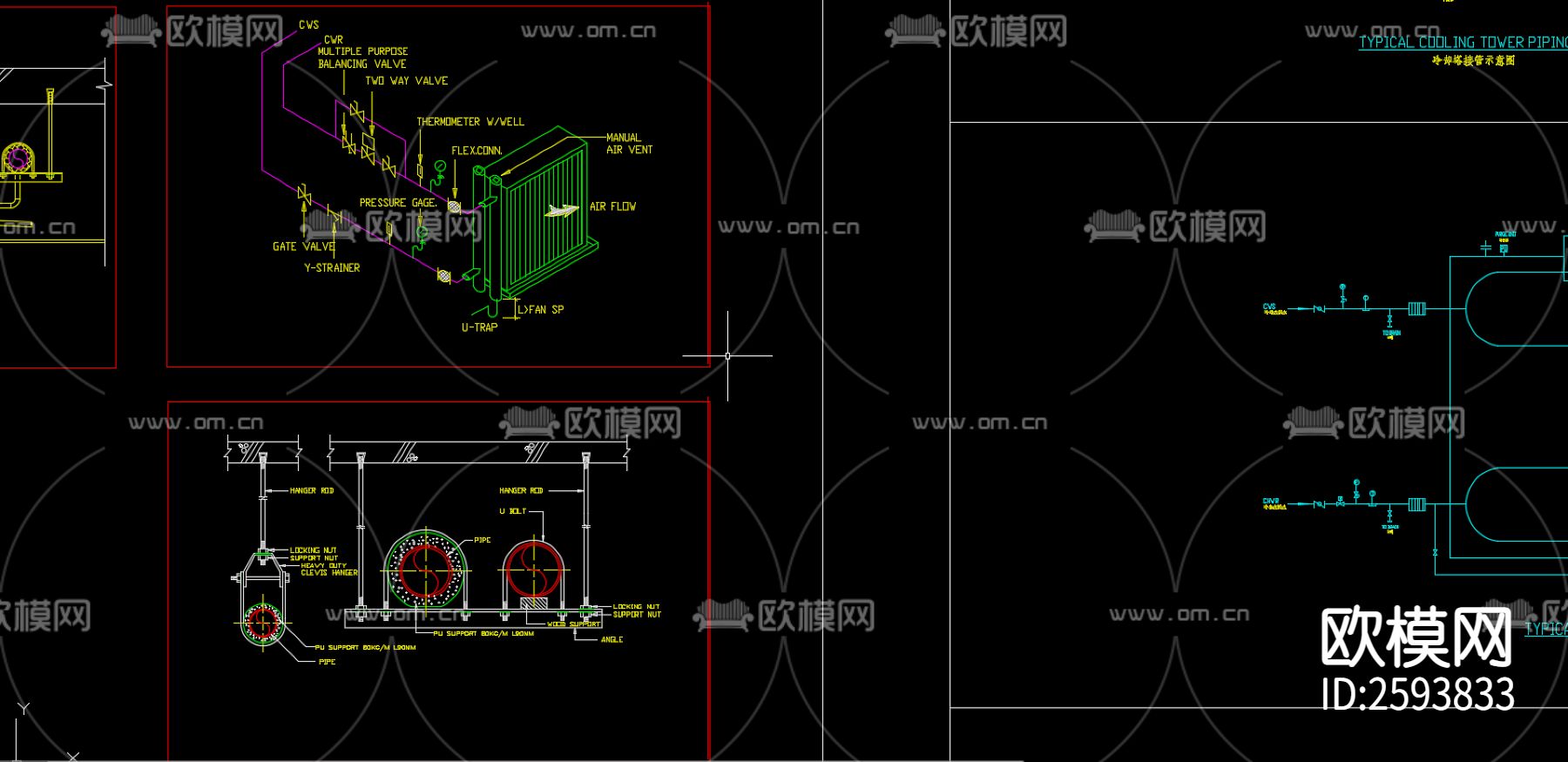 暖通常用详细大样图CAD施工图下载（渲染图6）