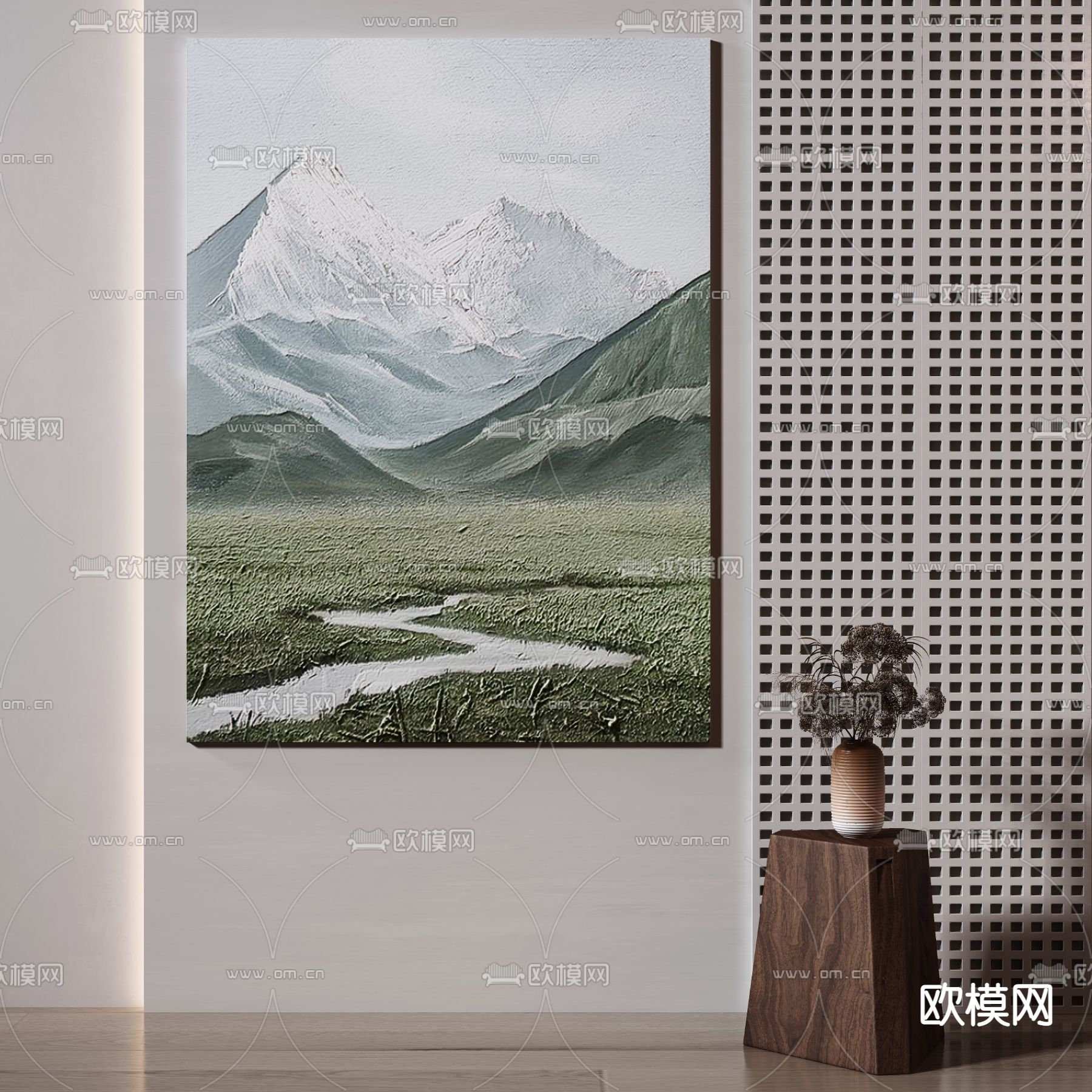 侘寂装饰画 挂画3d模型下载