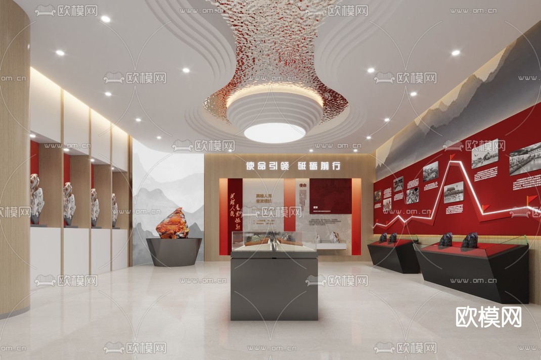 党建展厅3d模型下载_ID14042809_3dmax免费模型-欧模网