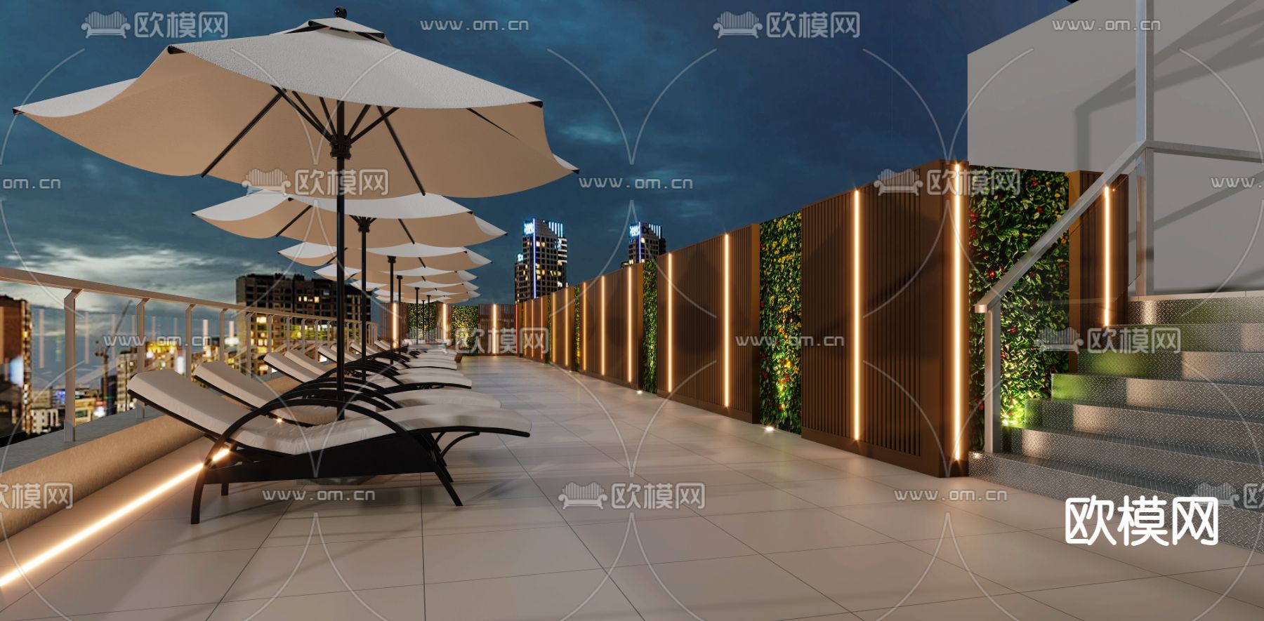 别墅游泳池 屋顶泳池3d模型下载（渲染图3）