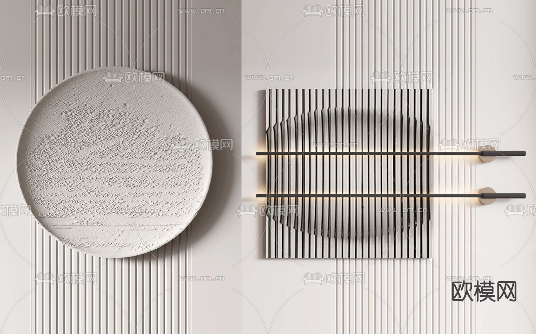 凹凸墙饰 立体画3d模型下载（渲染图1）