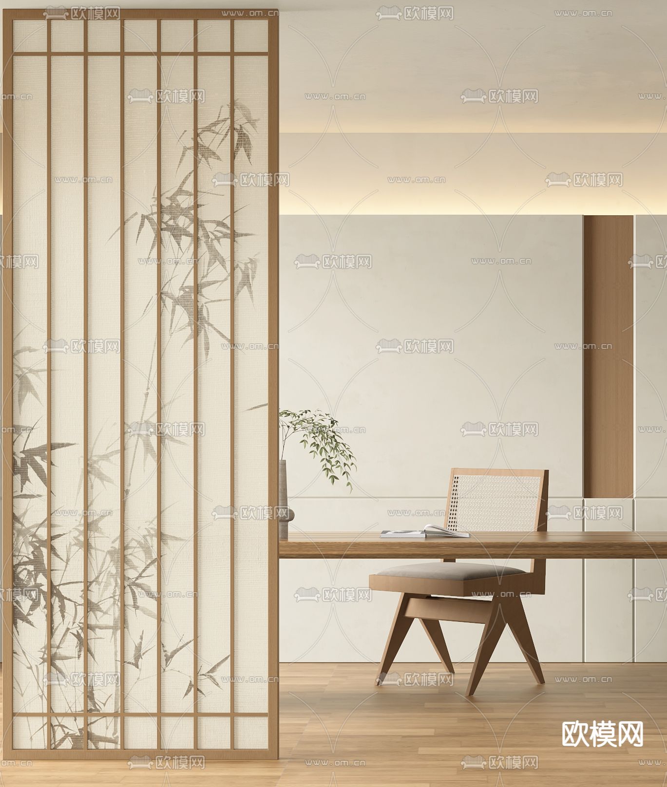 中式屏风 隔断3d模型下载（渲染图3）