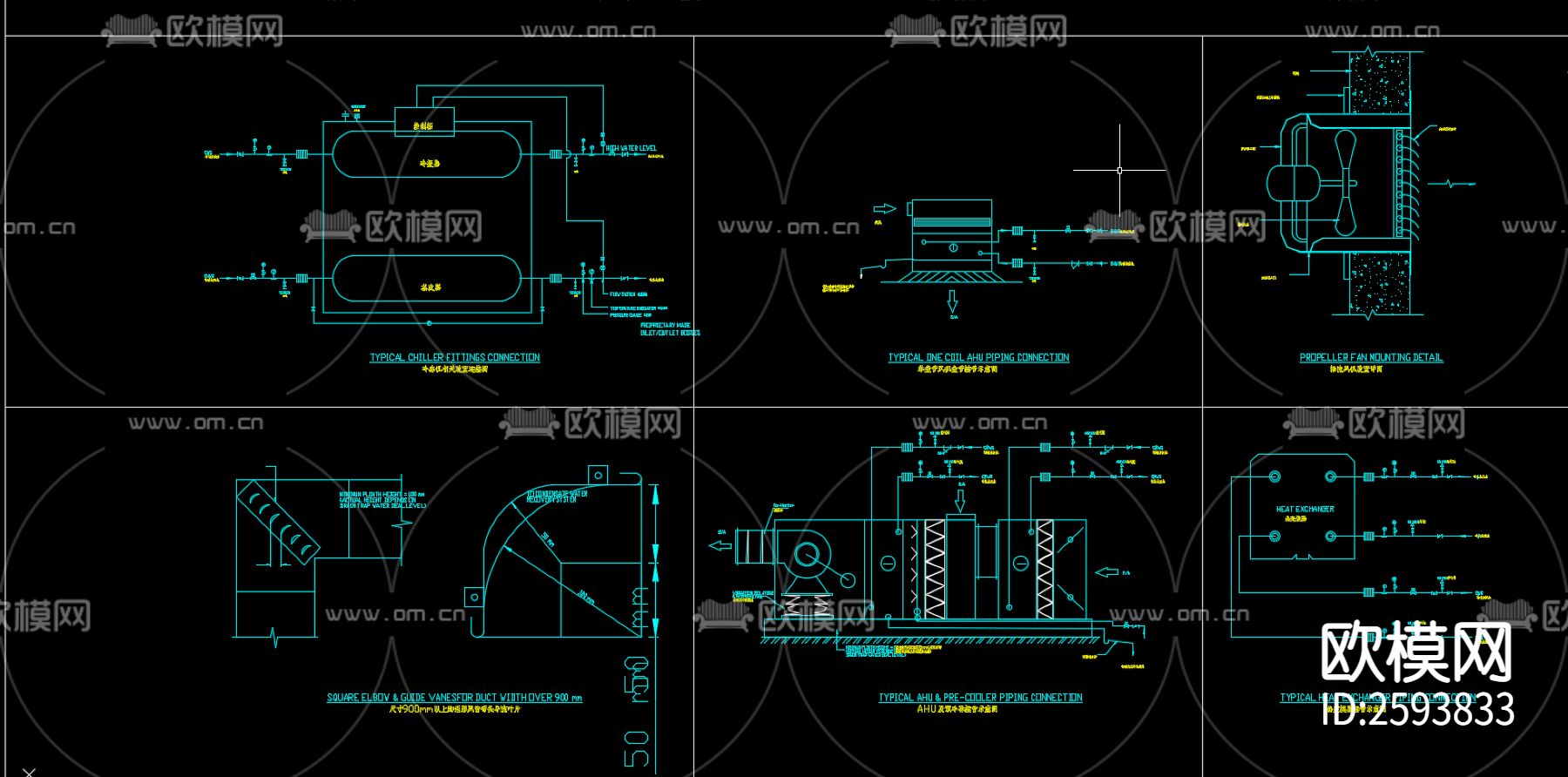 暖通常用详细大样图CAD施工图下载（渲染图8）