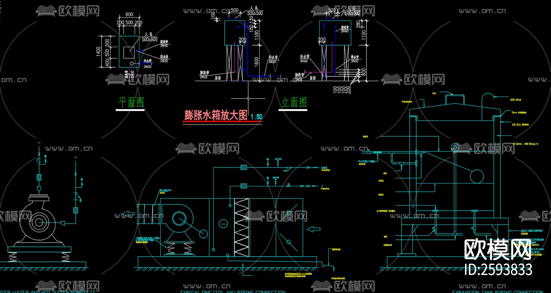 暖通常用详细大样图CAD施工图下载（渲染图7）