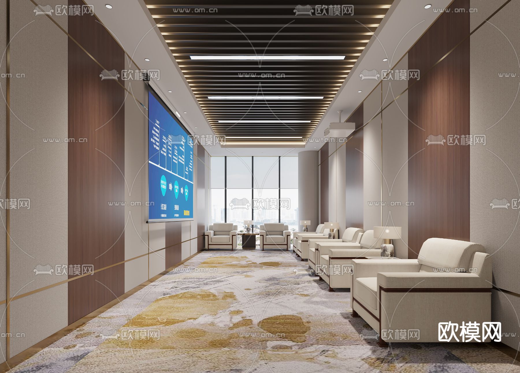 新中式接待室3d模型下载