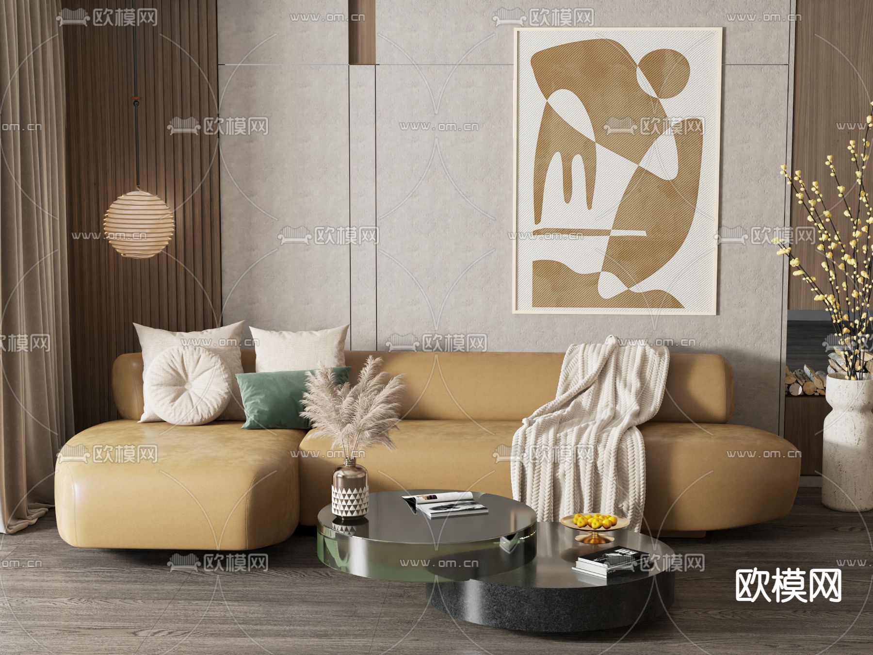 转角沙发3d模型下载