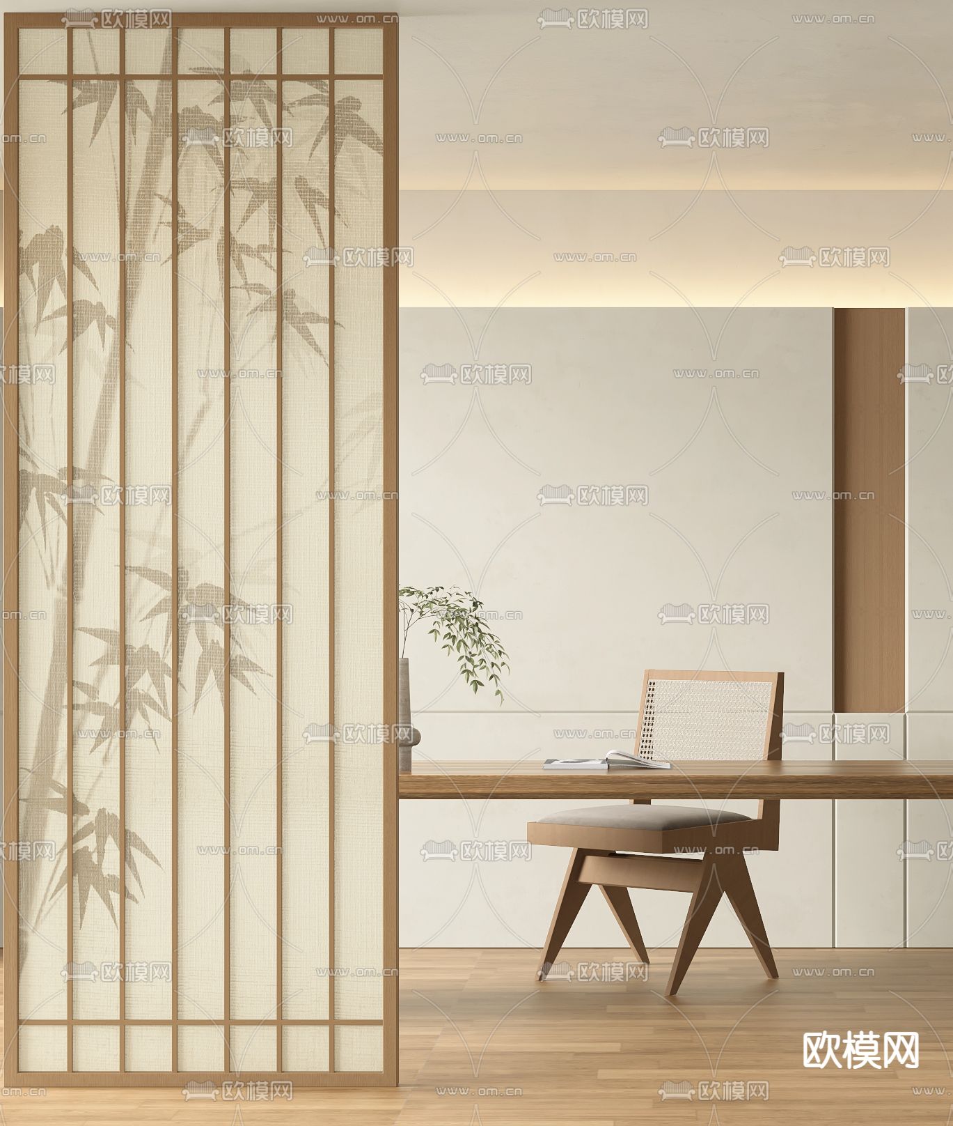 中式屏风 隔断3d模型下载（渲染图4）