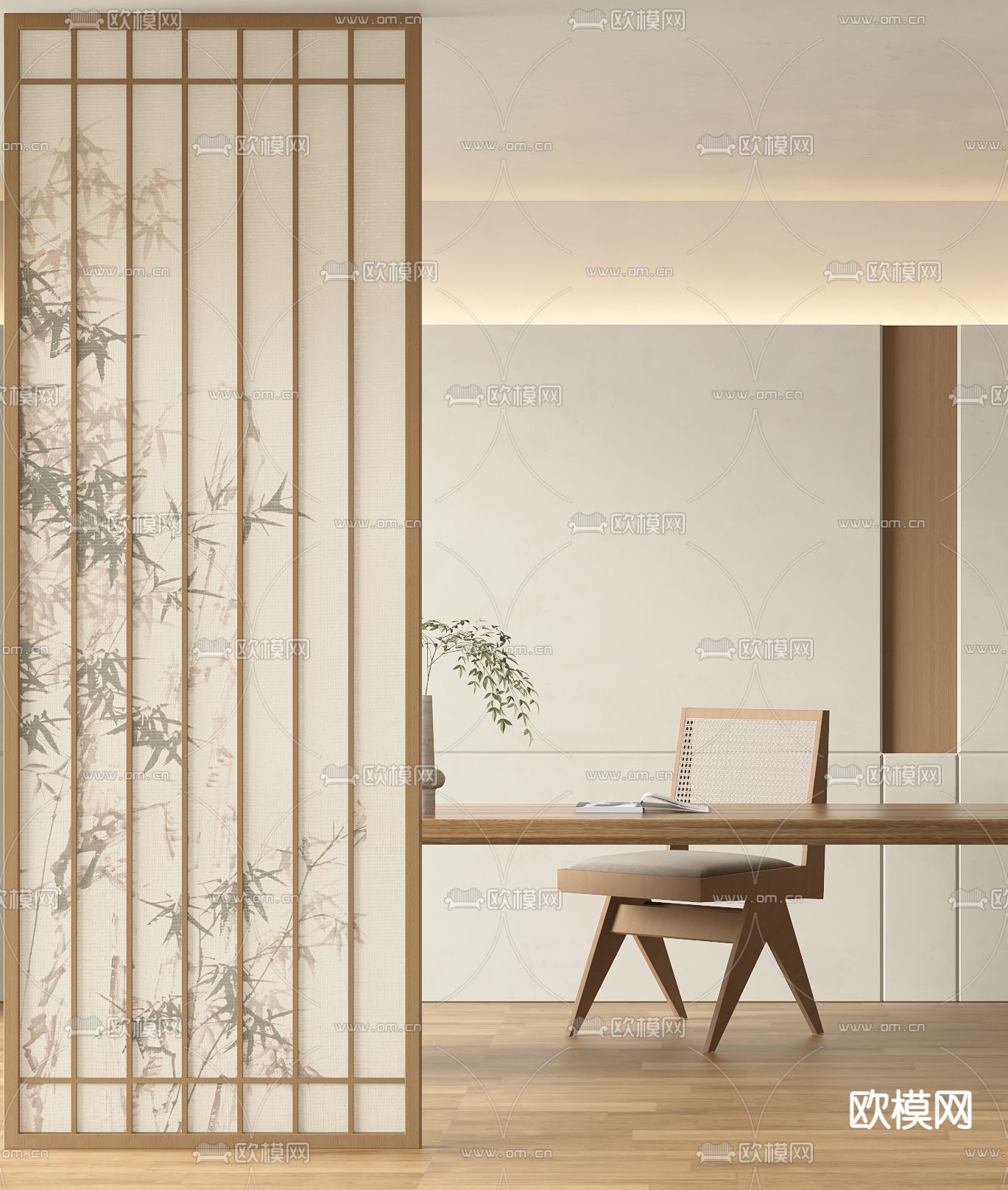 中式屏风 隔断3d模型下载（渲染图5）