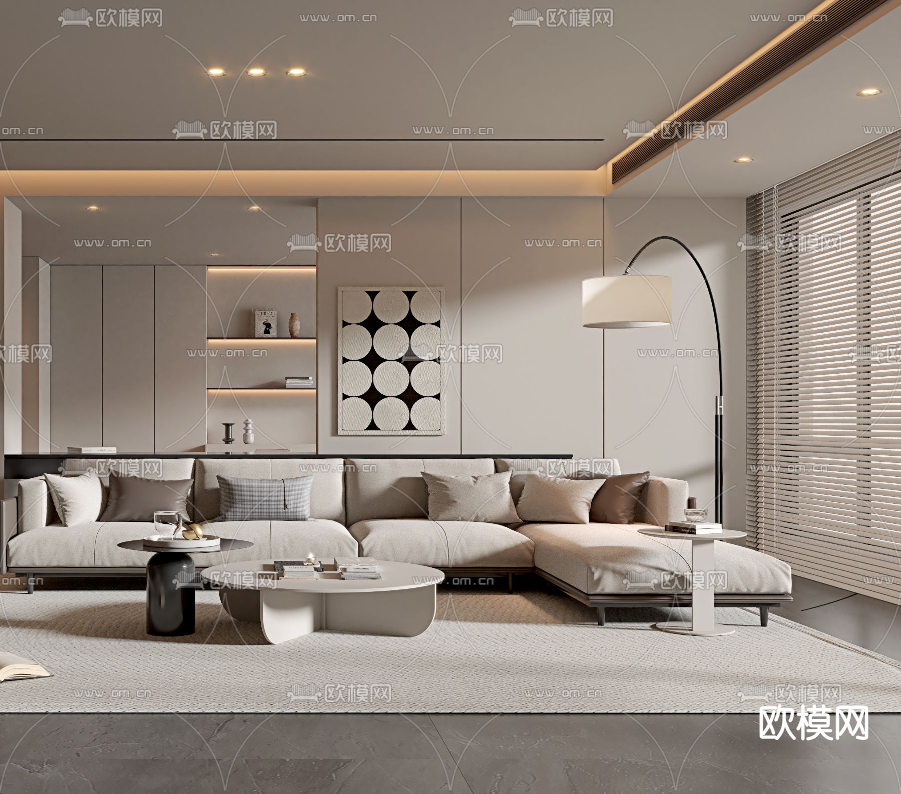 现代客厅3d模型下载（渲染图2）