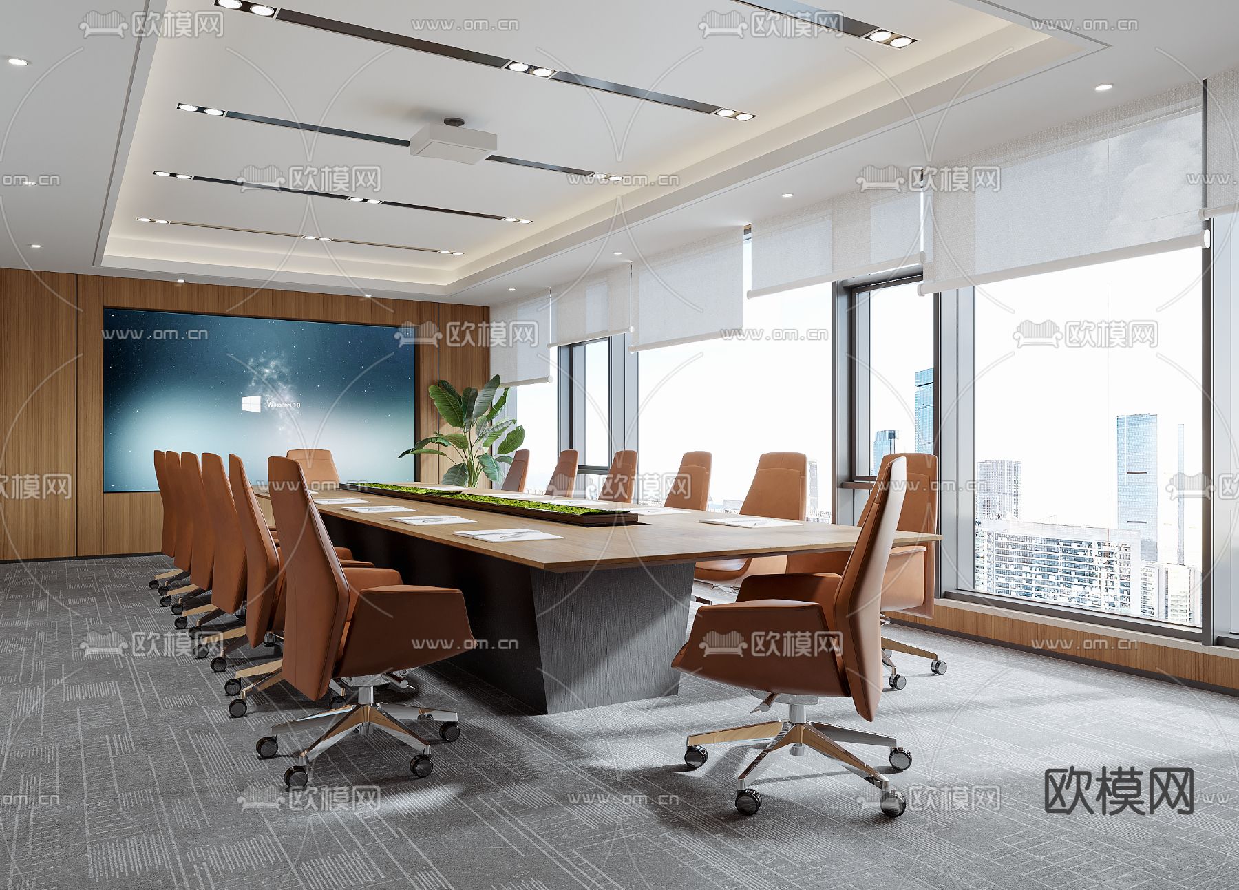 现代会议室3d模型下载