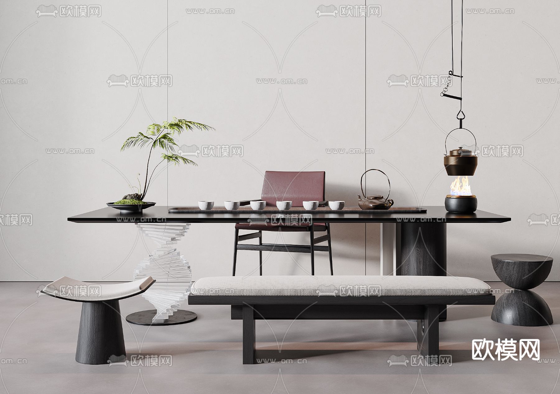 现代茶桌 茶台3d模型下载