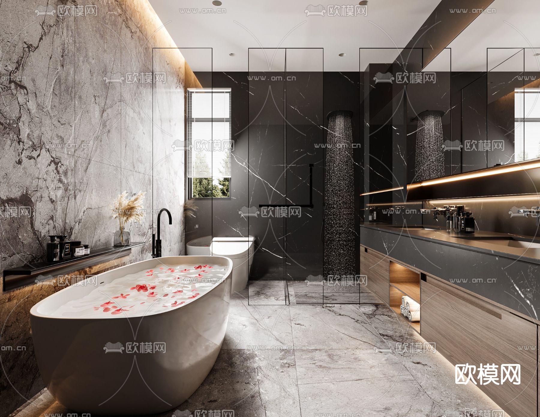 暗黑风卫生间 洗手间 浴室3d模型下载