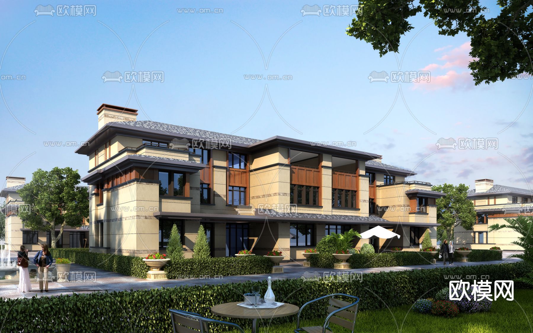 别墅建筑外观3d模型下载