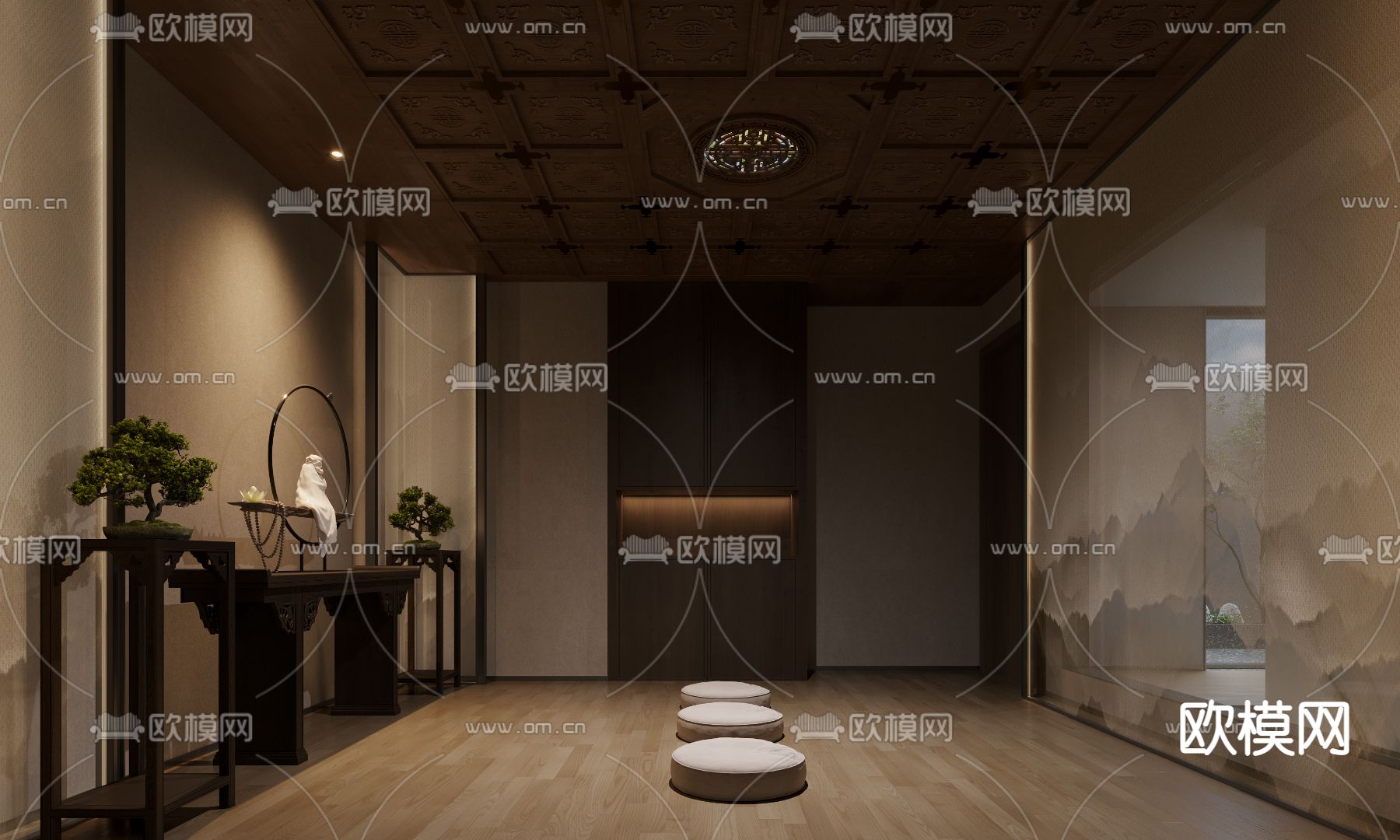 佛堂 禅修室3d模型下载