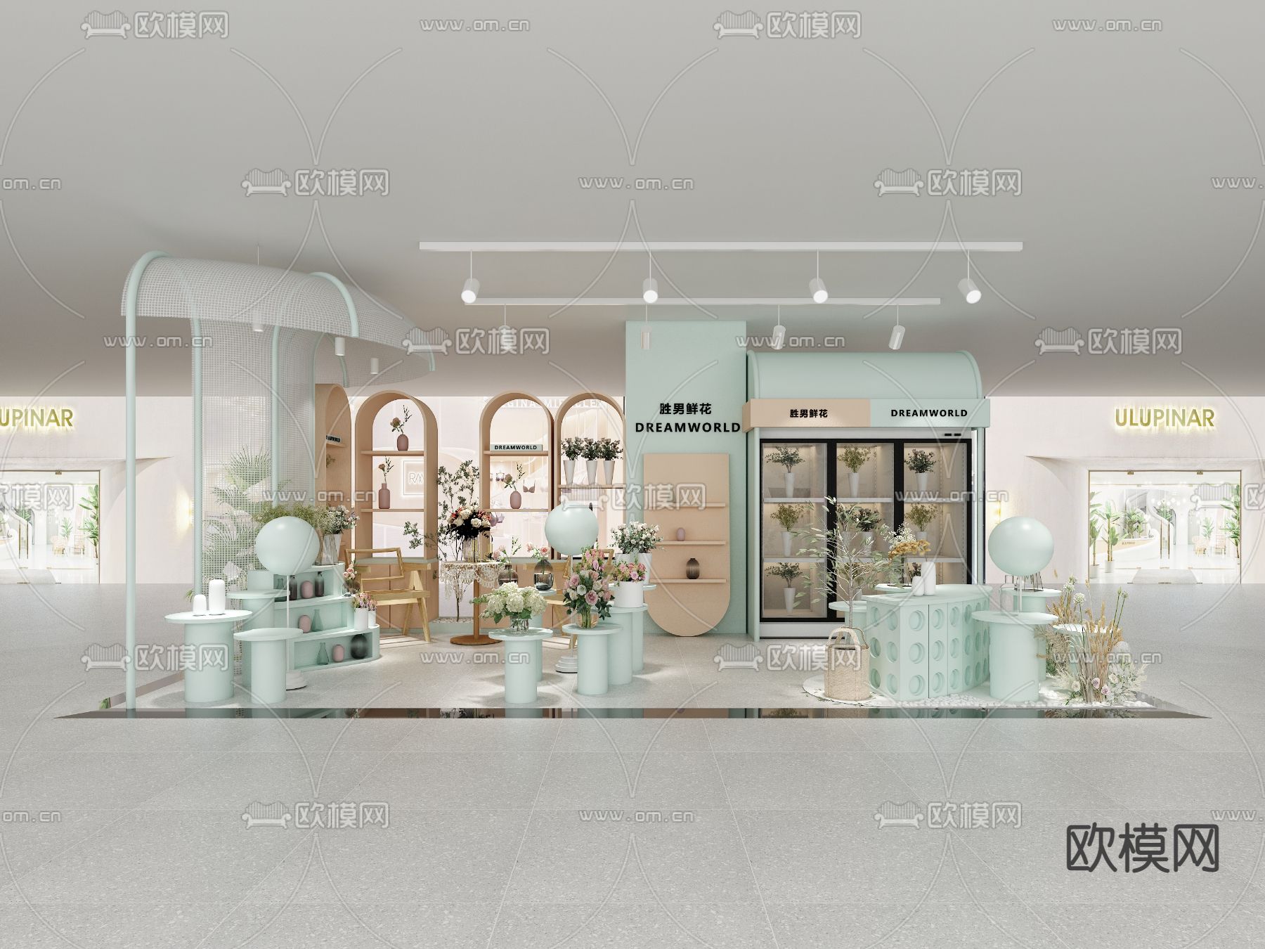 北欧花店 展柜3d模型下载