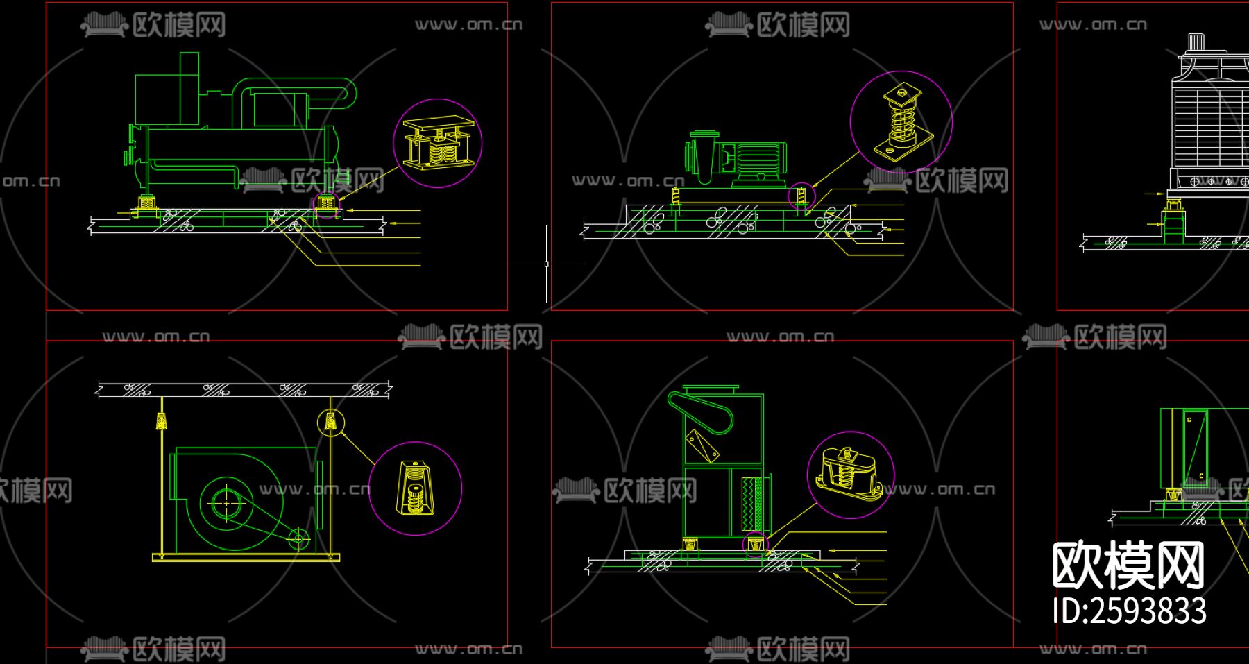 暖通常用详细大样图CAD施工图下载（渲染图2）
