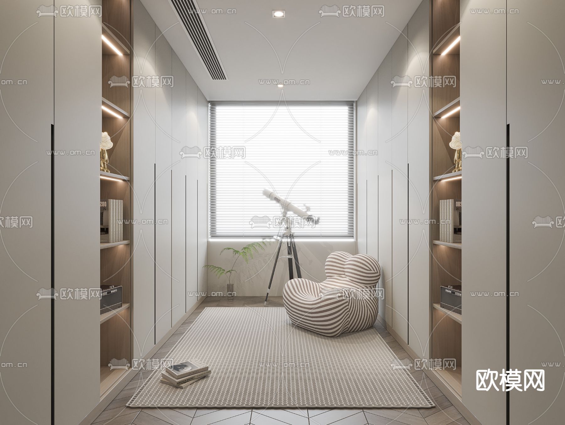 奶油风衣帽间3d模型下载