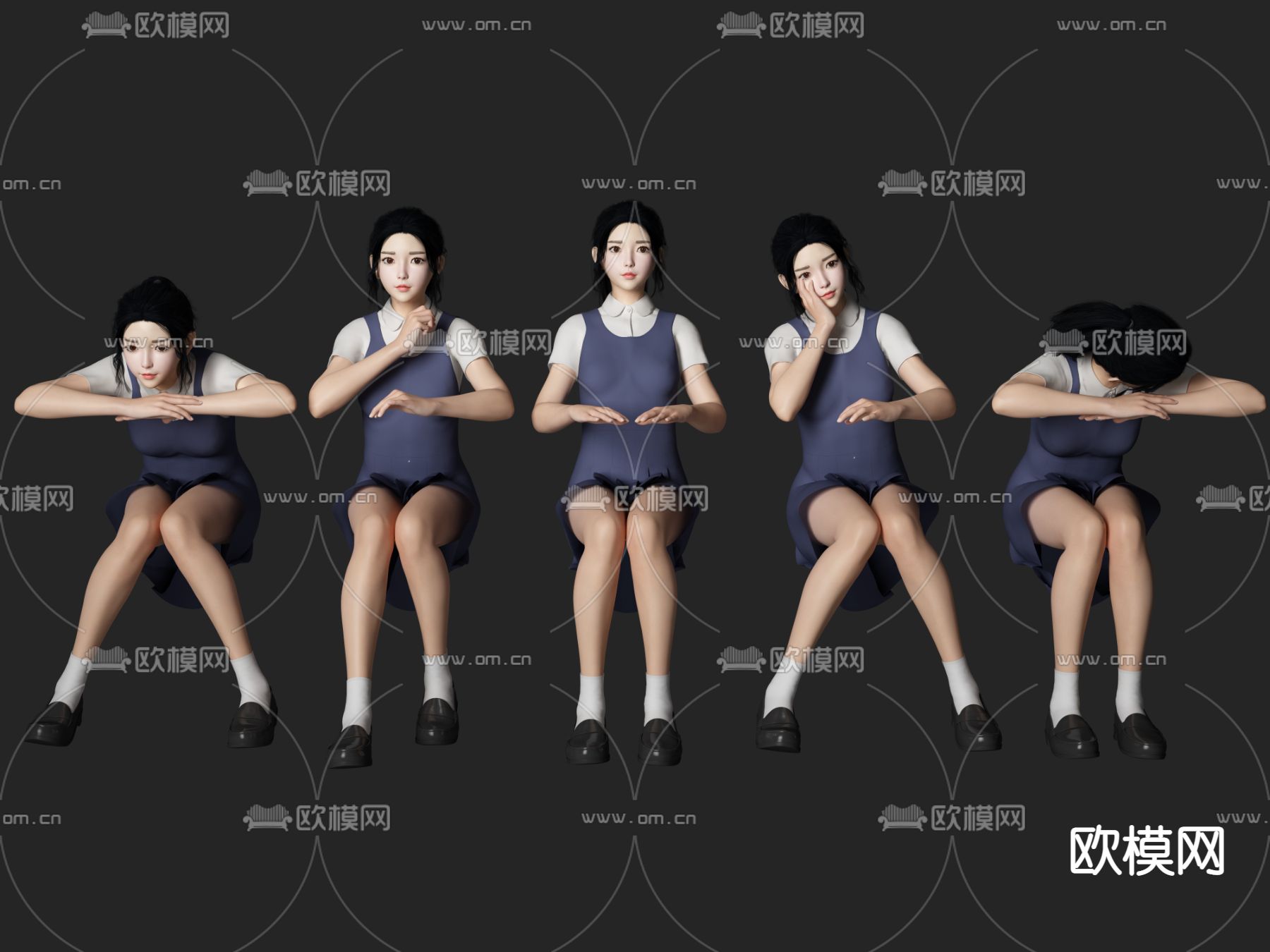 现代女人 女学生3d模型下载