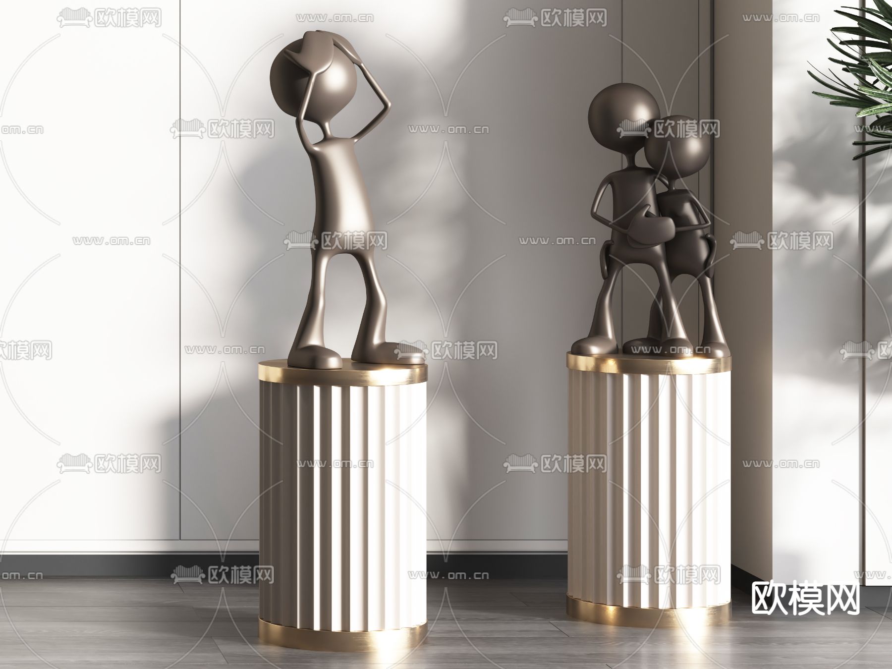 轻奢雕塑 人物摆件3d模型下载