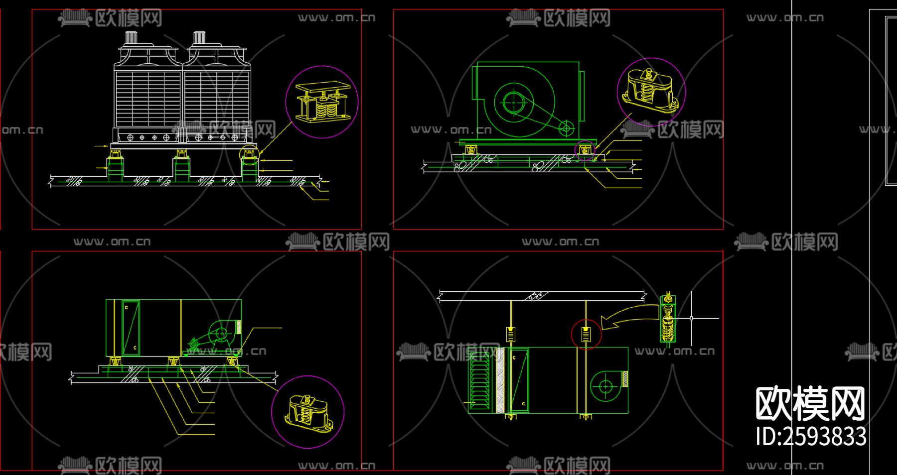 暖通常用详细大样图CAD施工图下载（渲染图4）