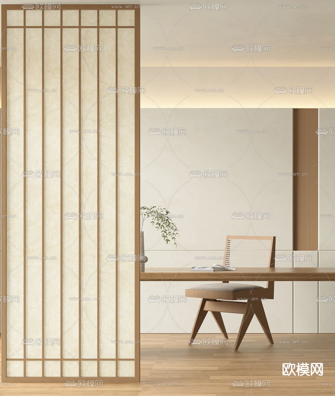 中式屏风 隔断3d模型下载（渲染图2）