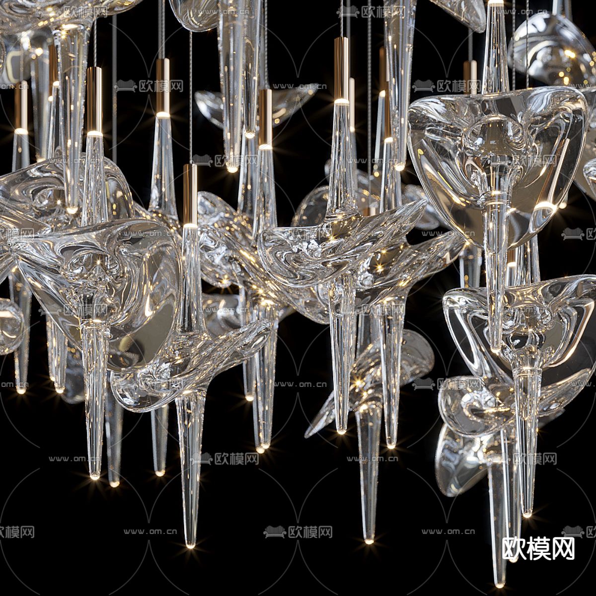 水晶吊灯3d模型下载（渲染图2）