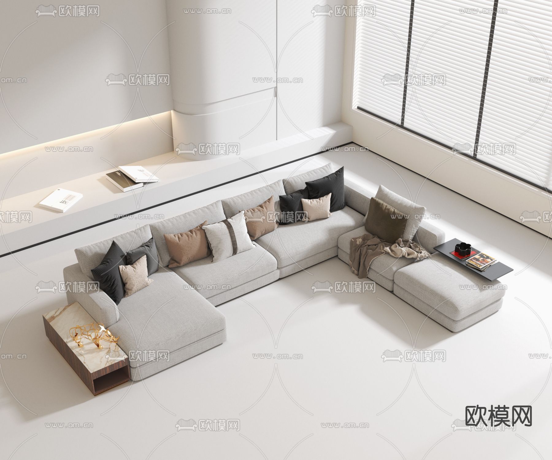转角沙发 模块沙发3d模型下载_ID14042804_3dmax免费模型-欧模网