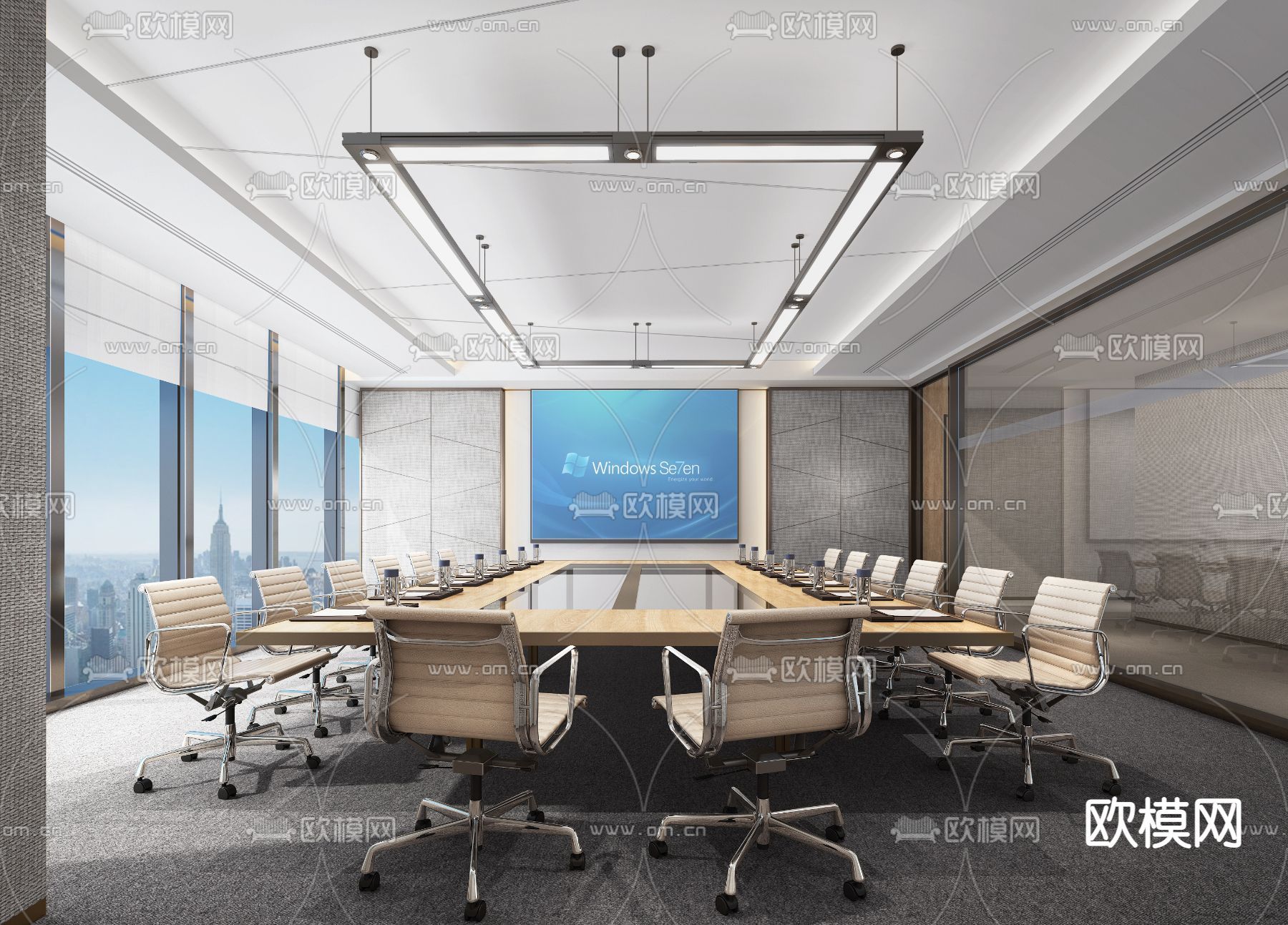 现代会议室3d模型下载_ID14041412_3dmax免费模型-欧模网