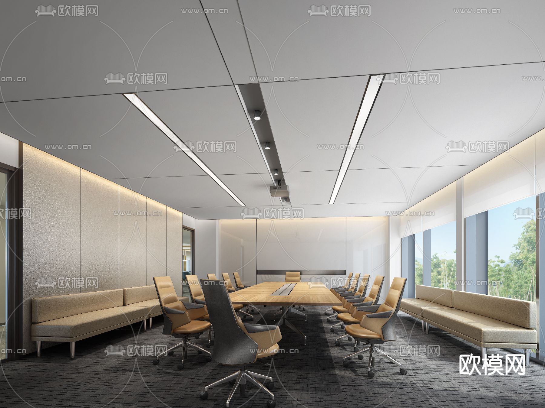 现代会议室3d模型下载