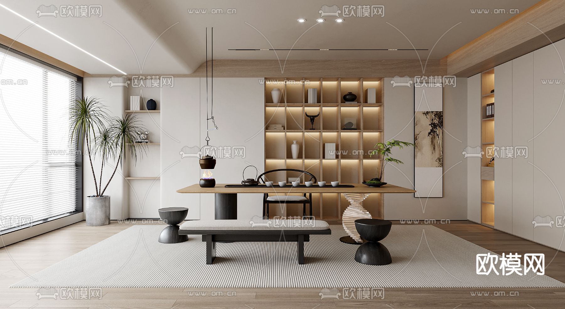 新中式茶室3d模型下载