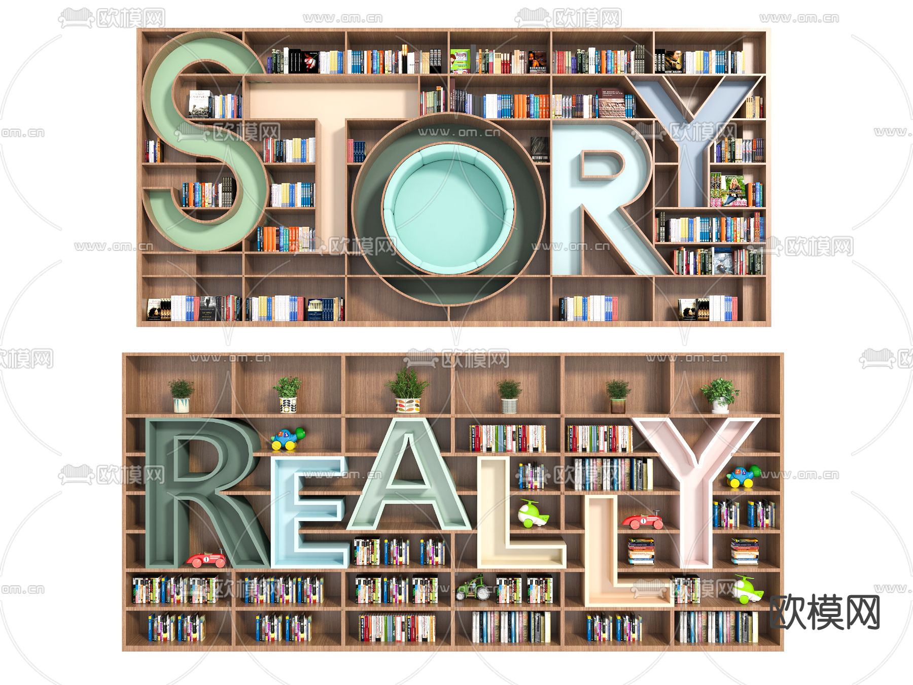 儿童书柜 儿童柜3d模型下载