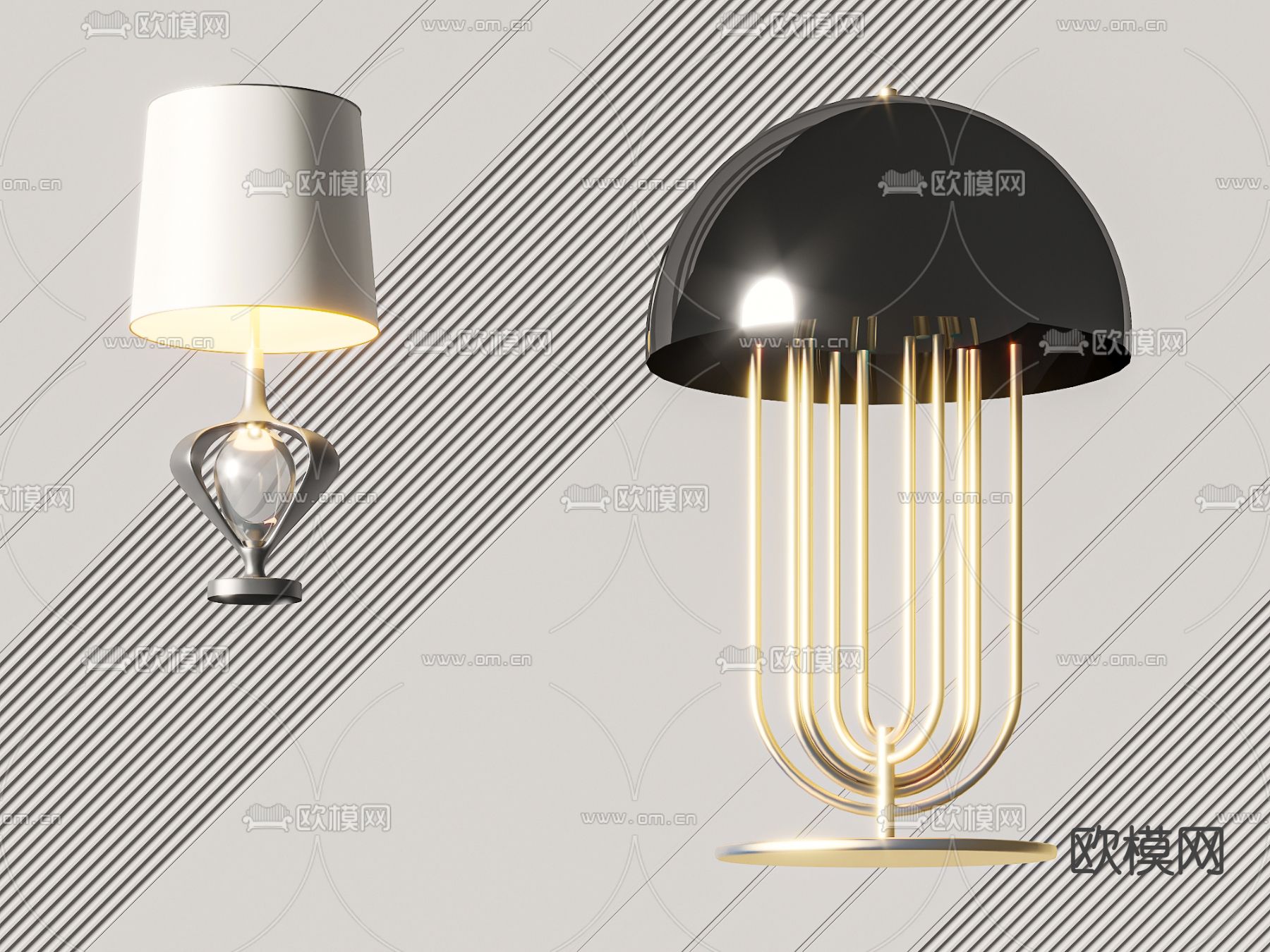 轻奢台灯 创意台灯3d模型下载