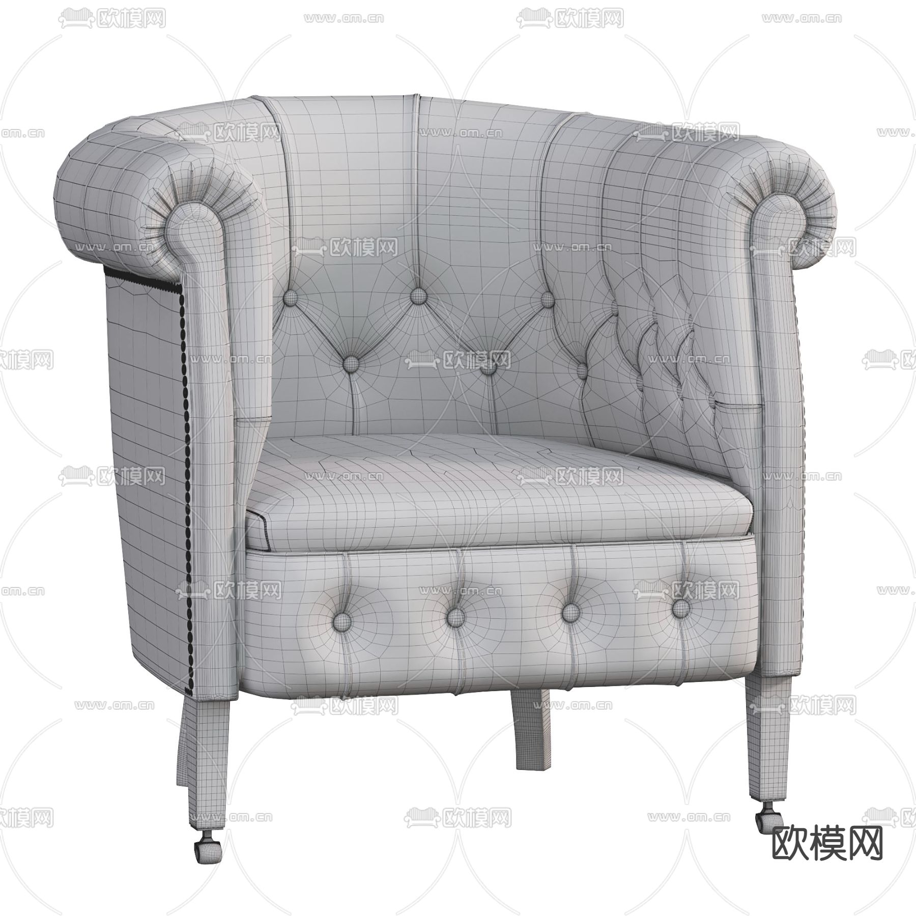 法式单人沙发3d模型下载（渲染图3）