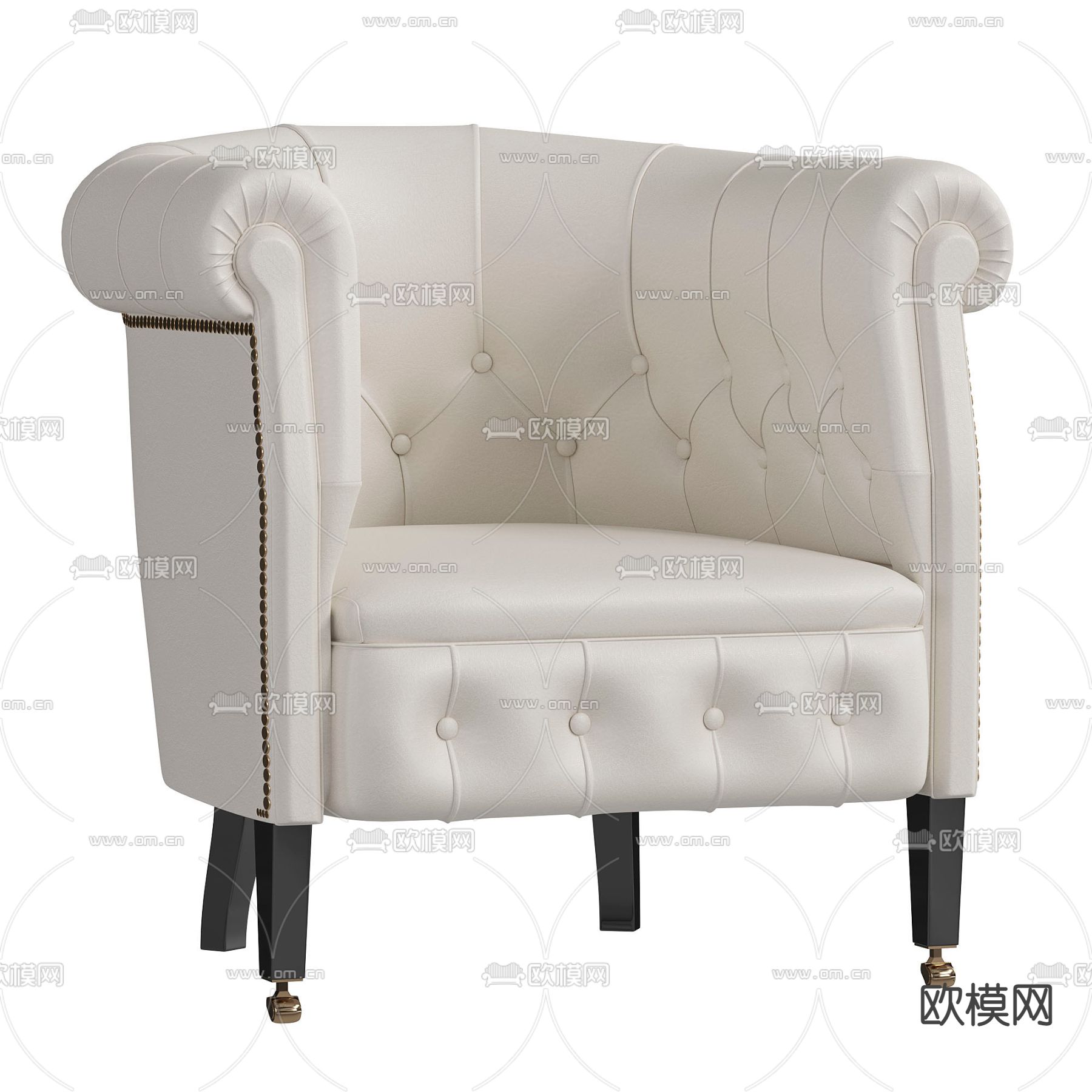 法式单人沙发3d模型下载（渲染图2）