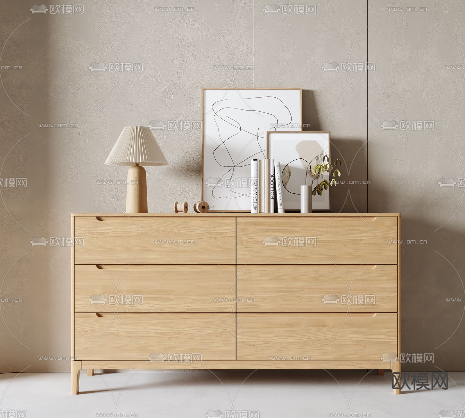 北欧边柜 斗柜3d模型下载